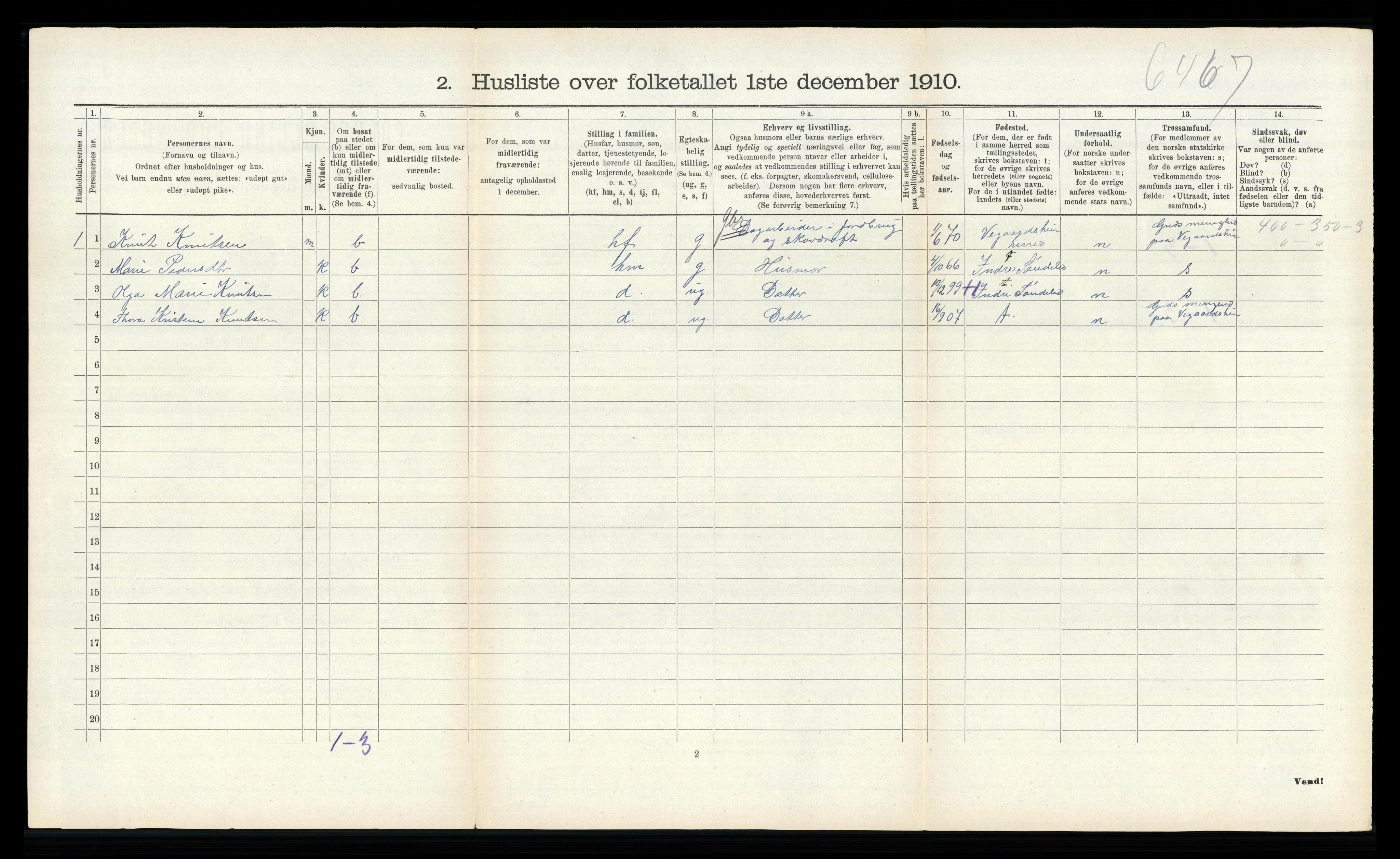 RA, 1910 census for Søndeled, 1910, p. 301