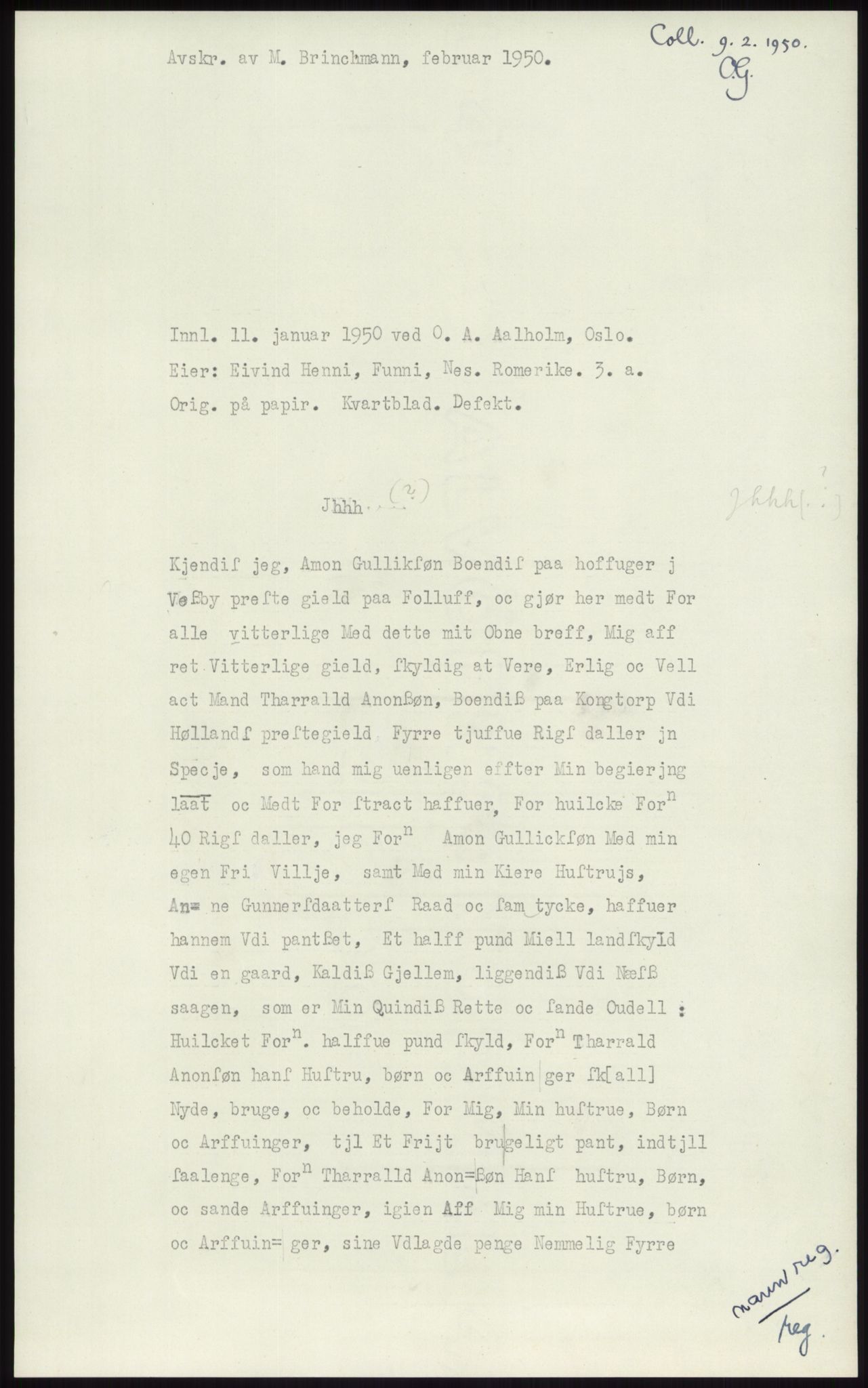 Samlinger til kildeutgivelse, Diplomavskriftsamlingen, RA/EA-4053/H/Ha, p. 1045