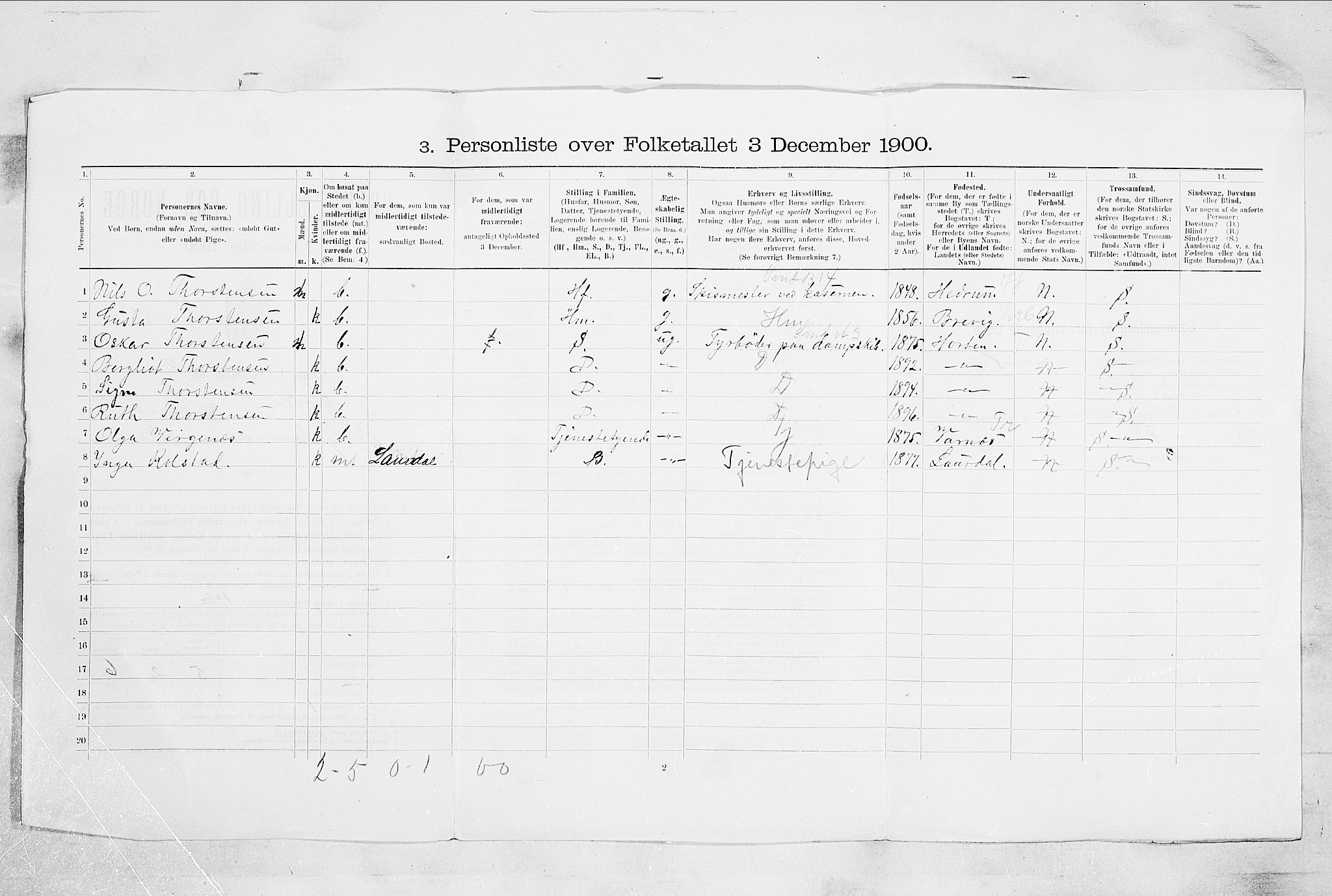 RA, 1900 census for Horten, 1900, p. 4982