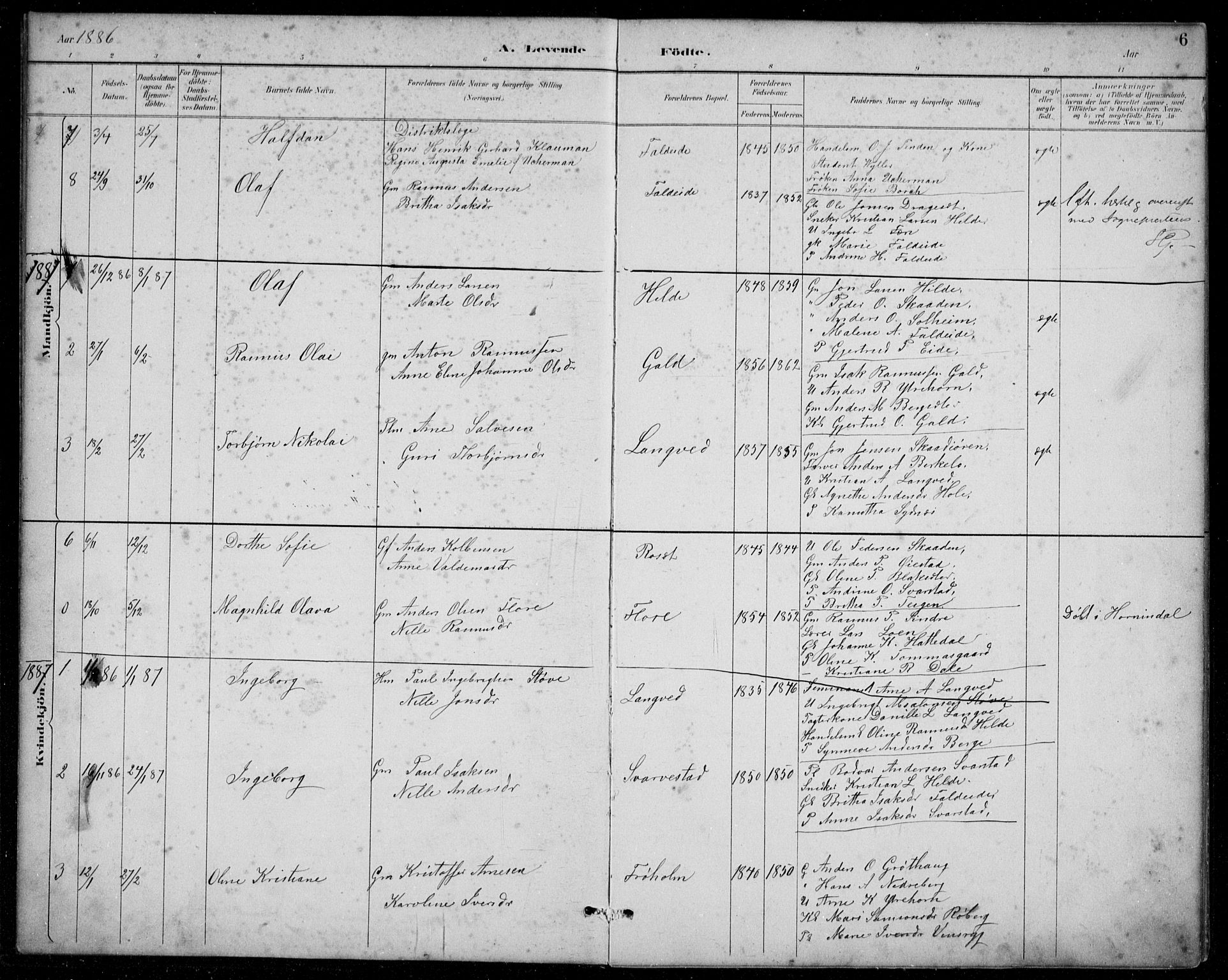 Innvik sokneprestembete, AV/SAB-A-80501: Parish register (copy) no. A 3, 1886-1912, p. 6