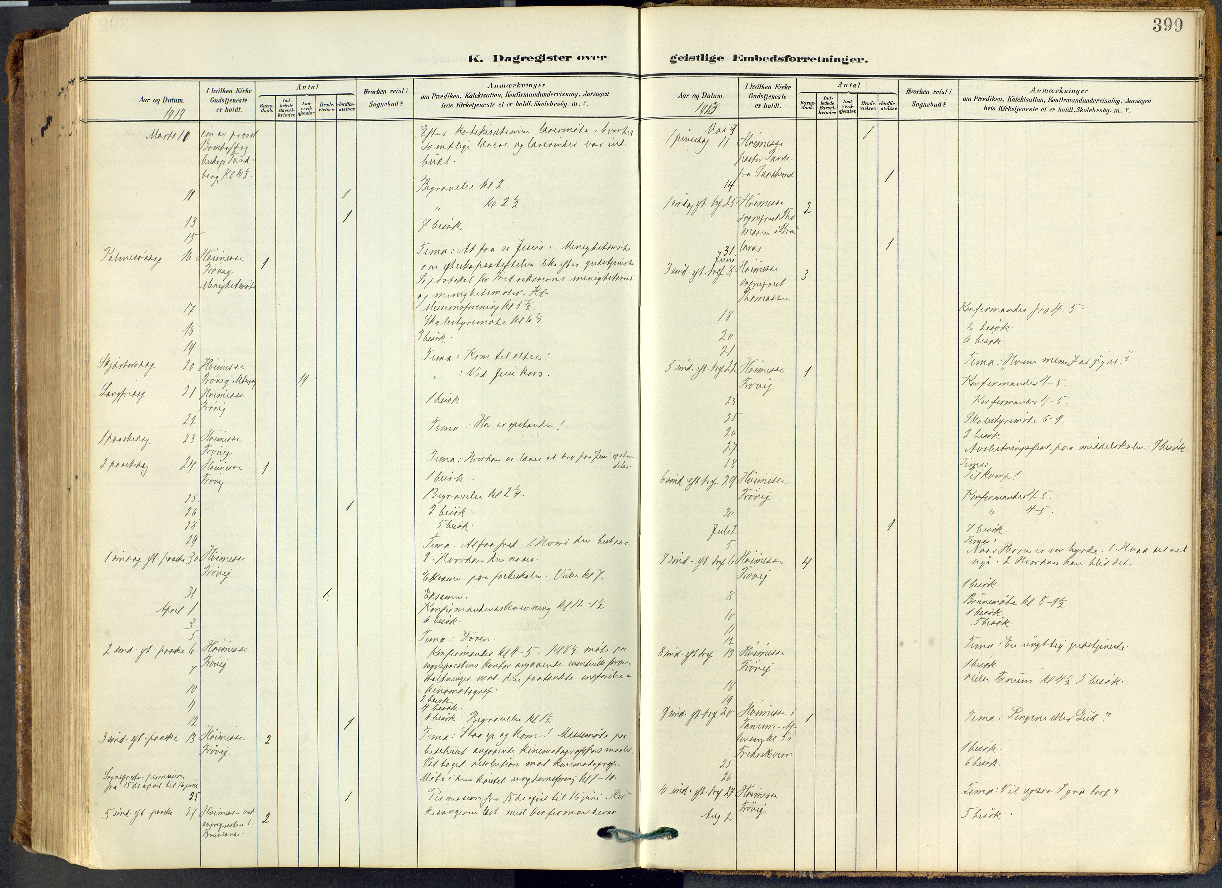 Stavern kirkebøker, AV/SAKO-A-318/F/Fa/L0009: Parish register (official) no. 9, 1906-1955, p. 399