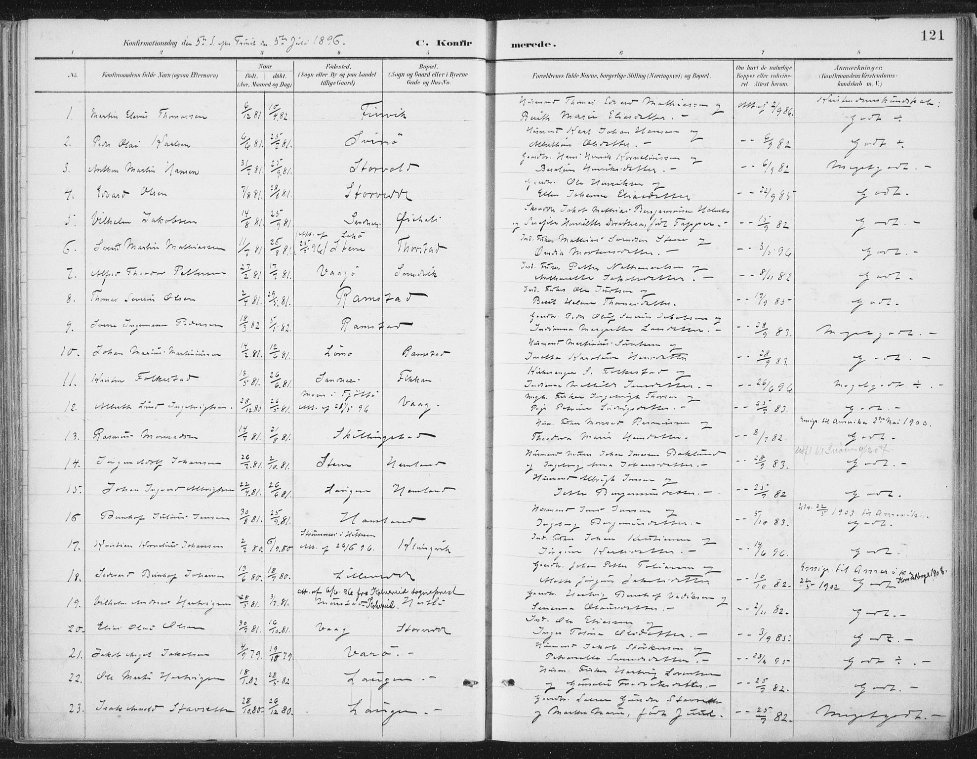 Ministerialprotokoller, klokkerbøker og fødselsregistre - Nord-Trøndelag, SAT/A-1458/784/L0673: Parish register (official) no. 784A08, 1888-1899, p. 121