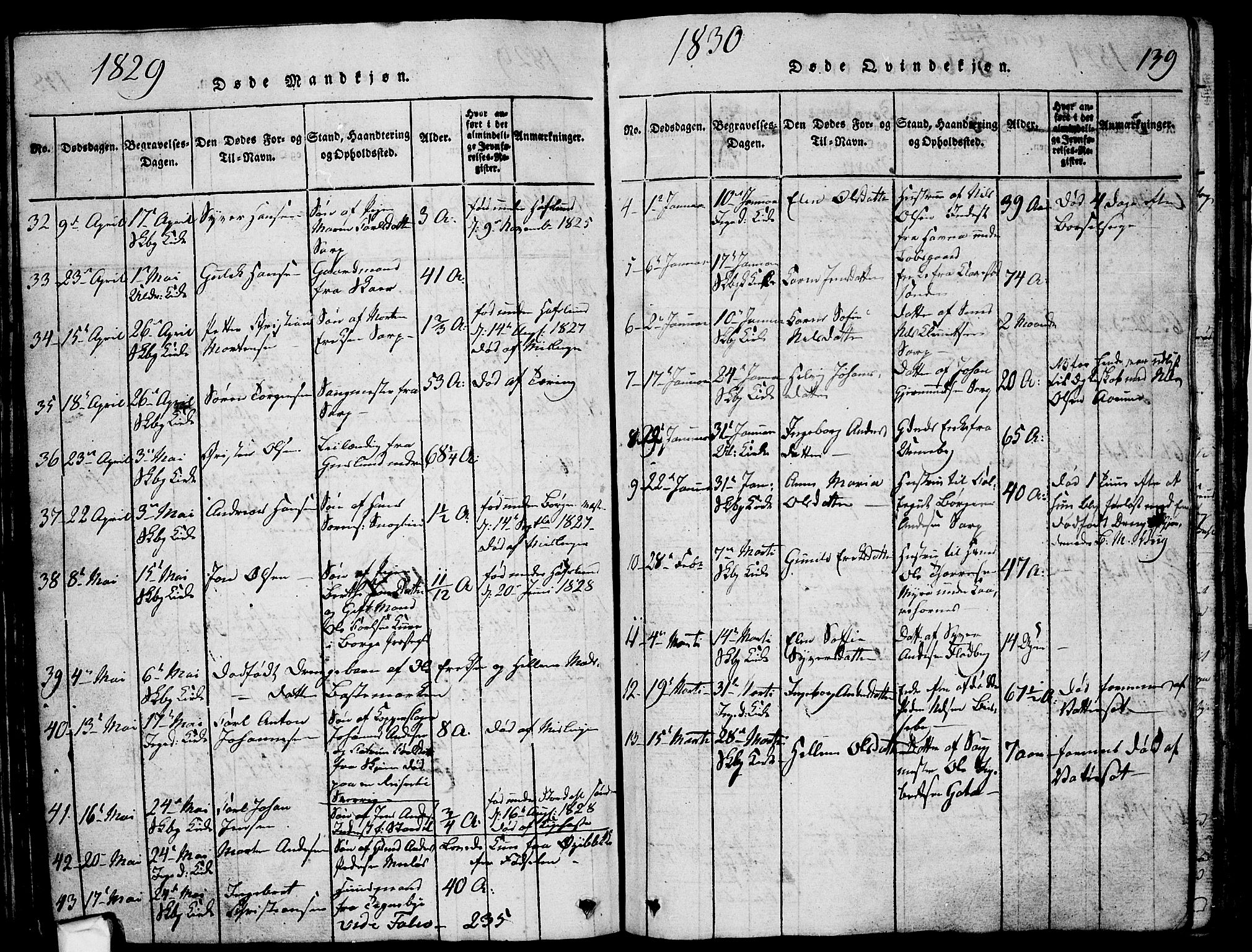 Skjeberg prestekontor Kirkebøker, SAO/A-10923/G/Ga/L0001: Parish register (copy) no. I 1, 1815-1830, p. 139