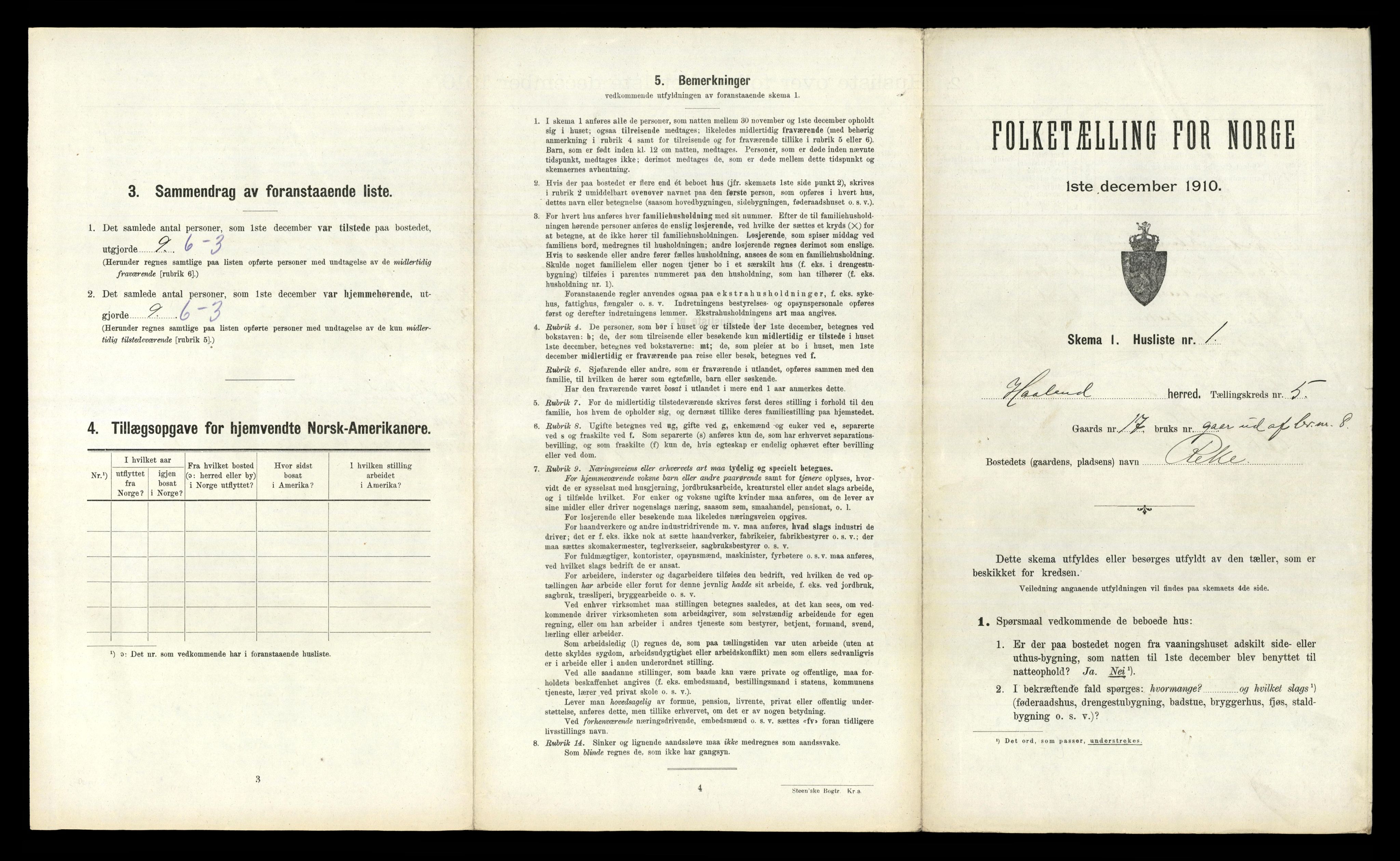 RA, 1910 census for Håland, 1910, p. 791