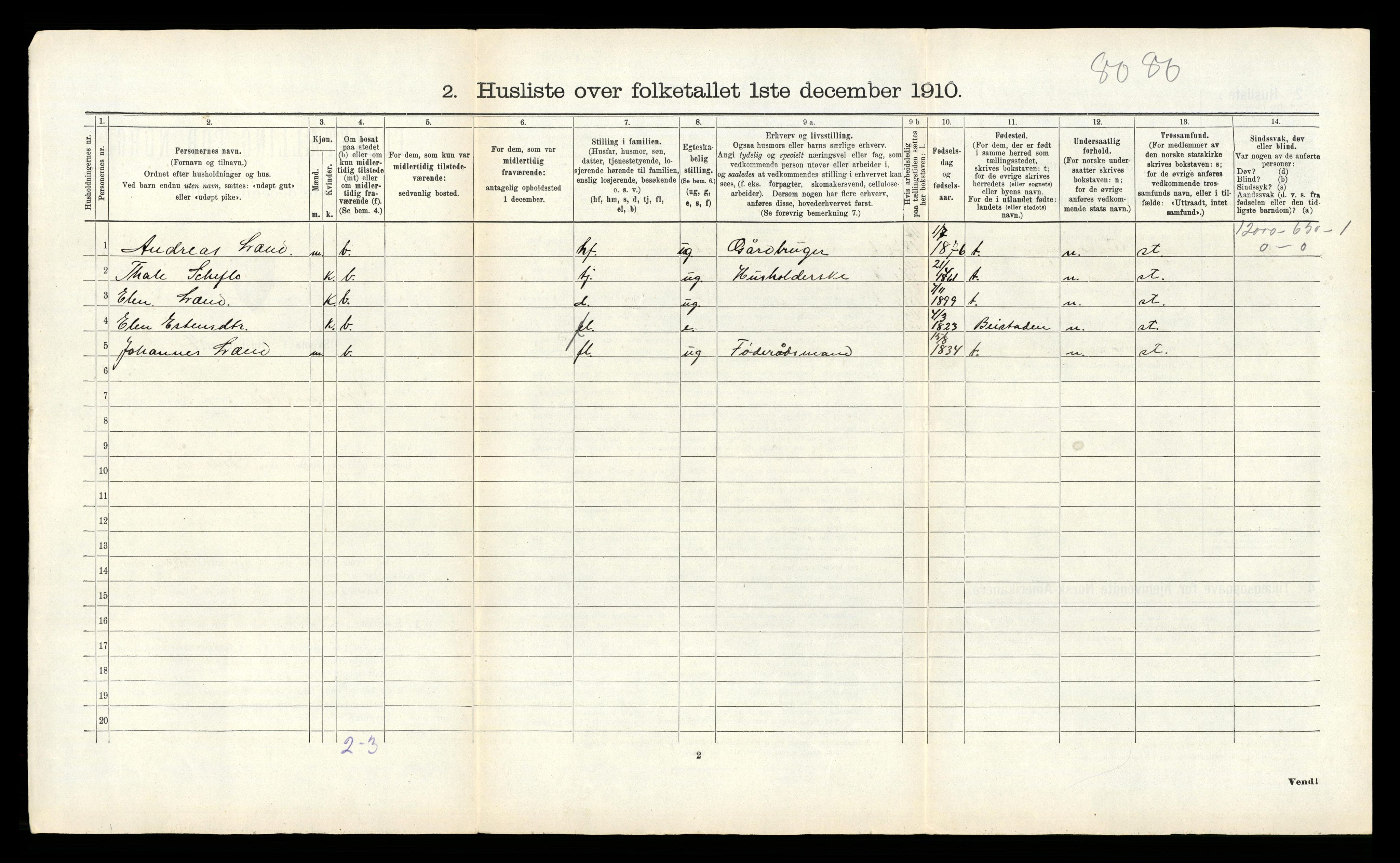 RA, 1910 census for Vemundvik, 1910, p. 177