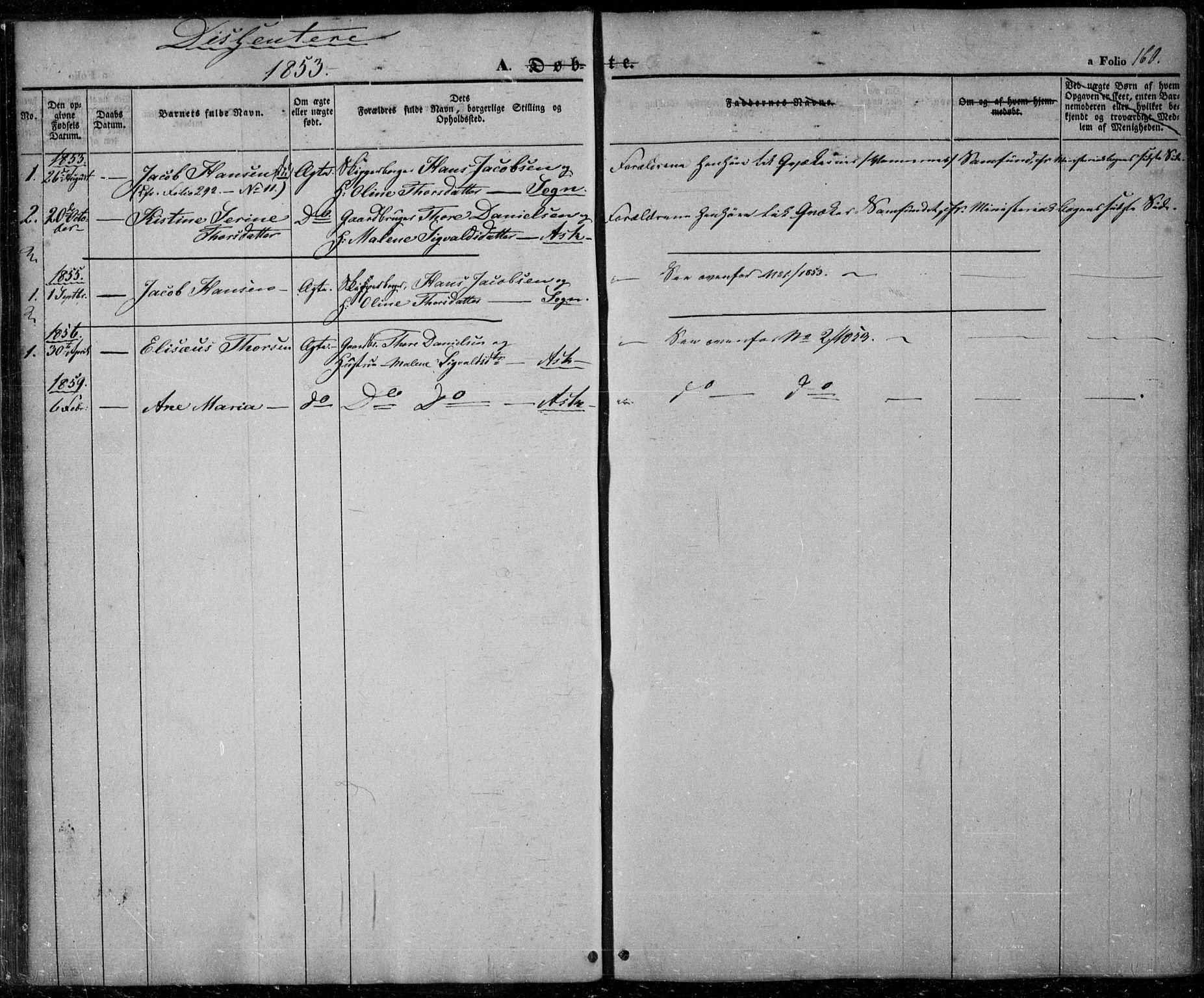Rennesøy sokneprestkontor, SAST/A -101827/H/Ha/Haa/L0005: Parish register (official) no. A 5, 1838-1859, p. 160