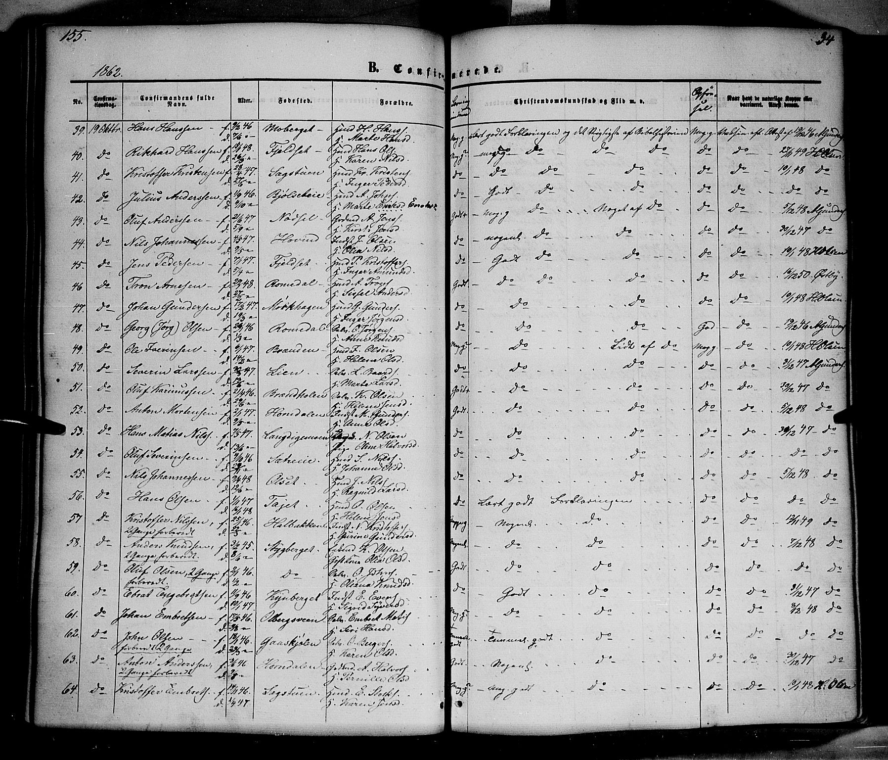 Elverum prestekontor, AV/SAH-PREST-044/H/Ha/Haa/L0010: Parish register (official) no. 10, 1857-1868, p. 155