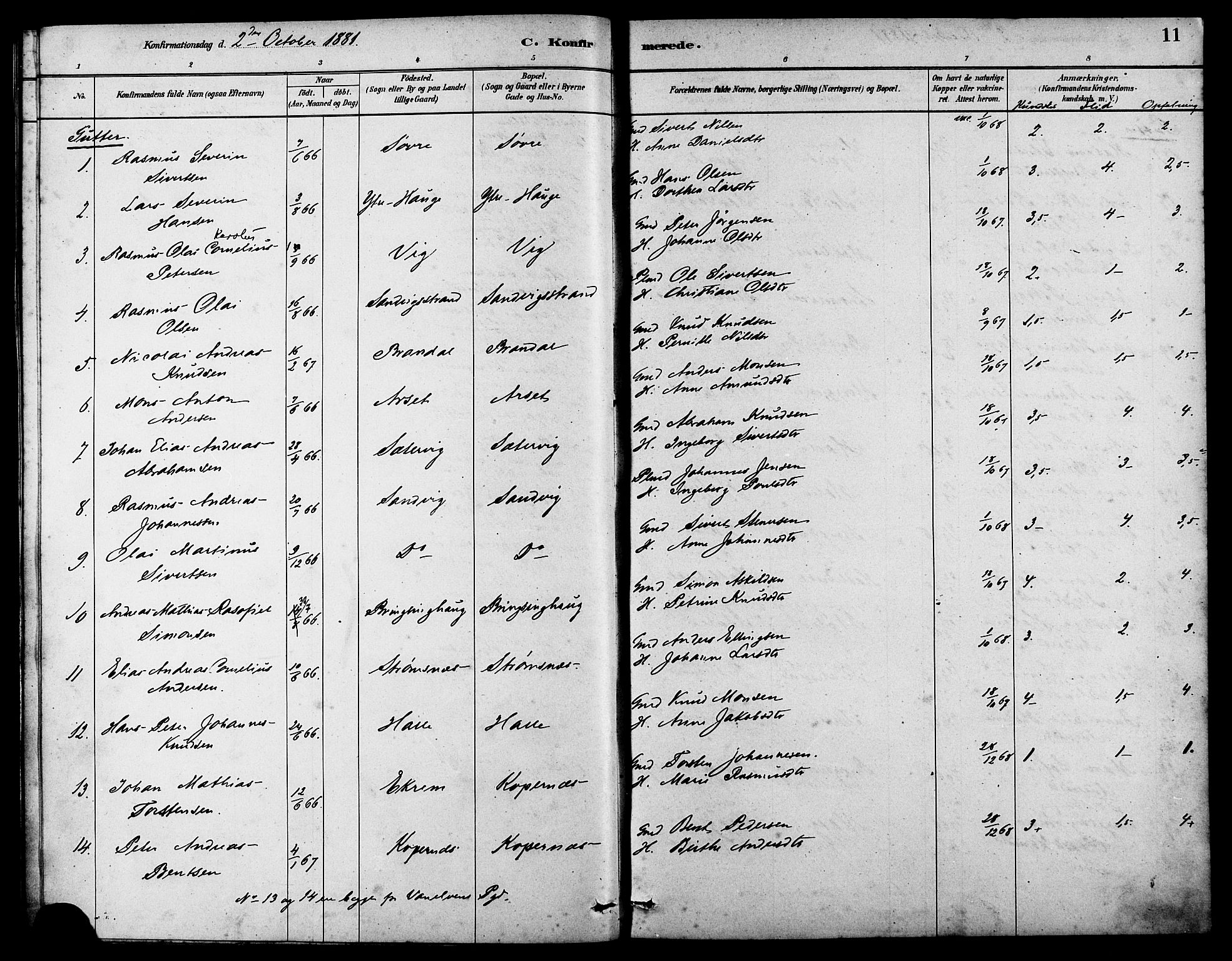 Ministerialprotokoller, klokkerbøker og fødselsregistre - Møre og Romsdal, AV/SAT-A-1454/503/L0036: Parish register (official) no. 503A04, 1879-1883, p. 11