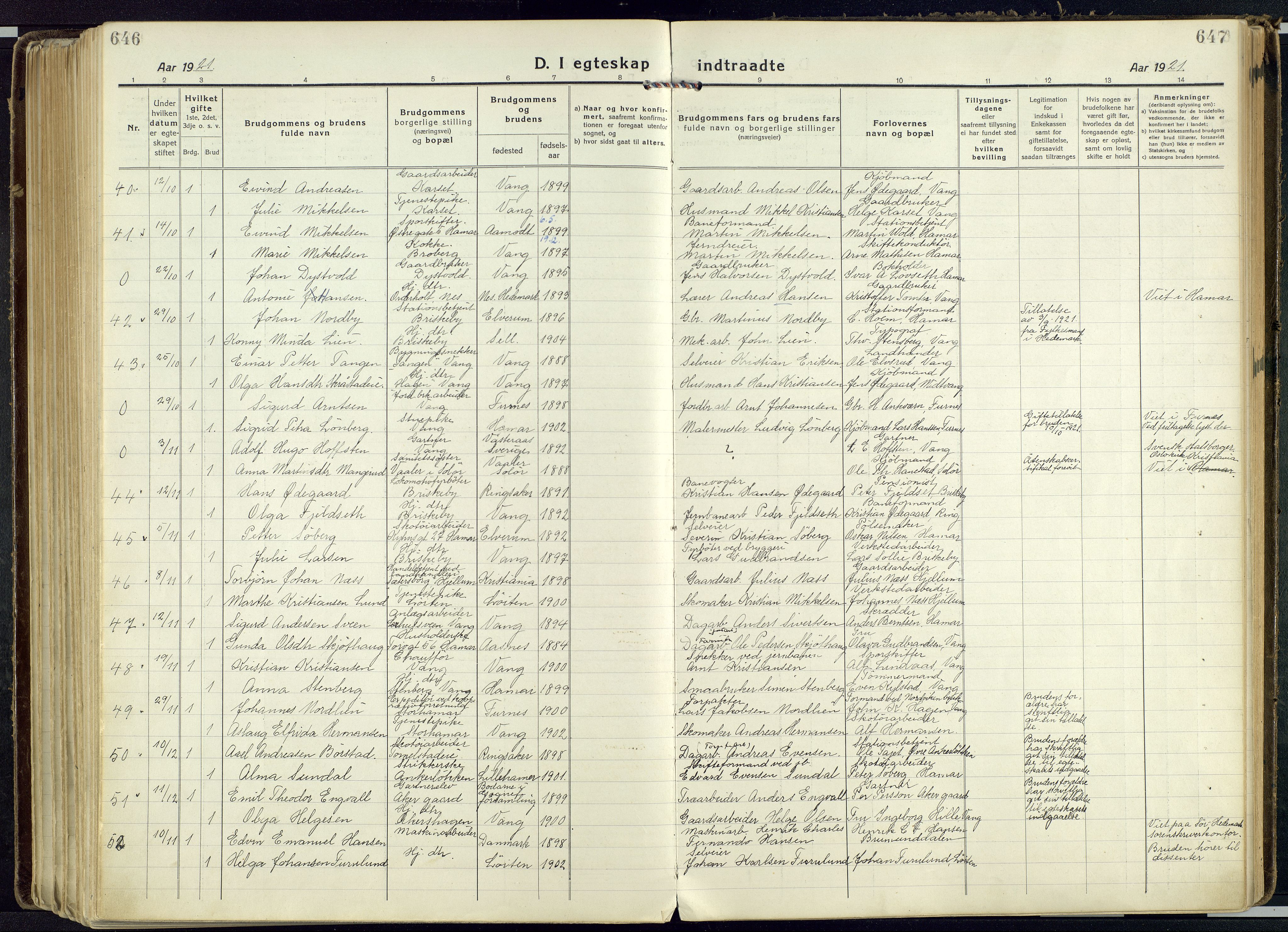 Vang prestekontor, Hedmark, AV/SAH-PREST-008/H/Ha/Haa/L0022: Parish register (official) no. 22, 1918-1944, p. 646-647