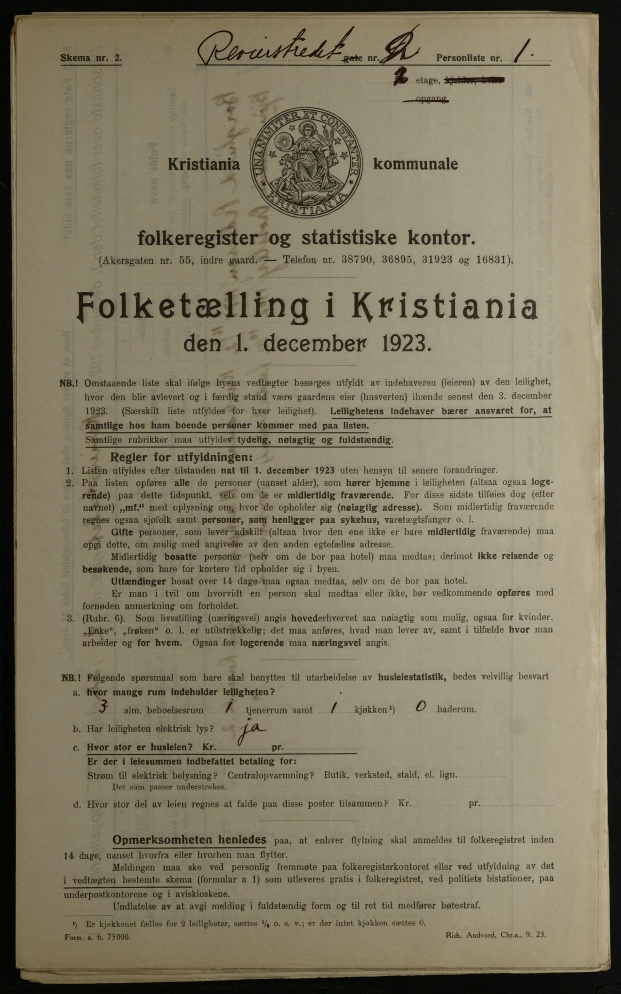 OBA, Municipal Census 1923 for Kristiania, 1923, p. 91538