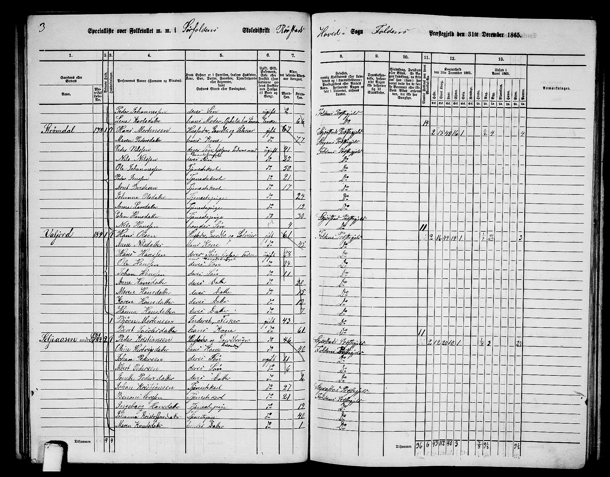 RA, 1865 census for Folda, 1865, p. 91