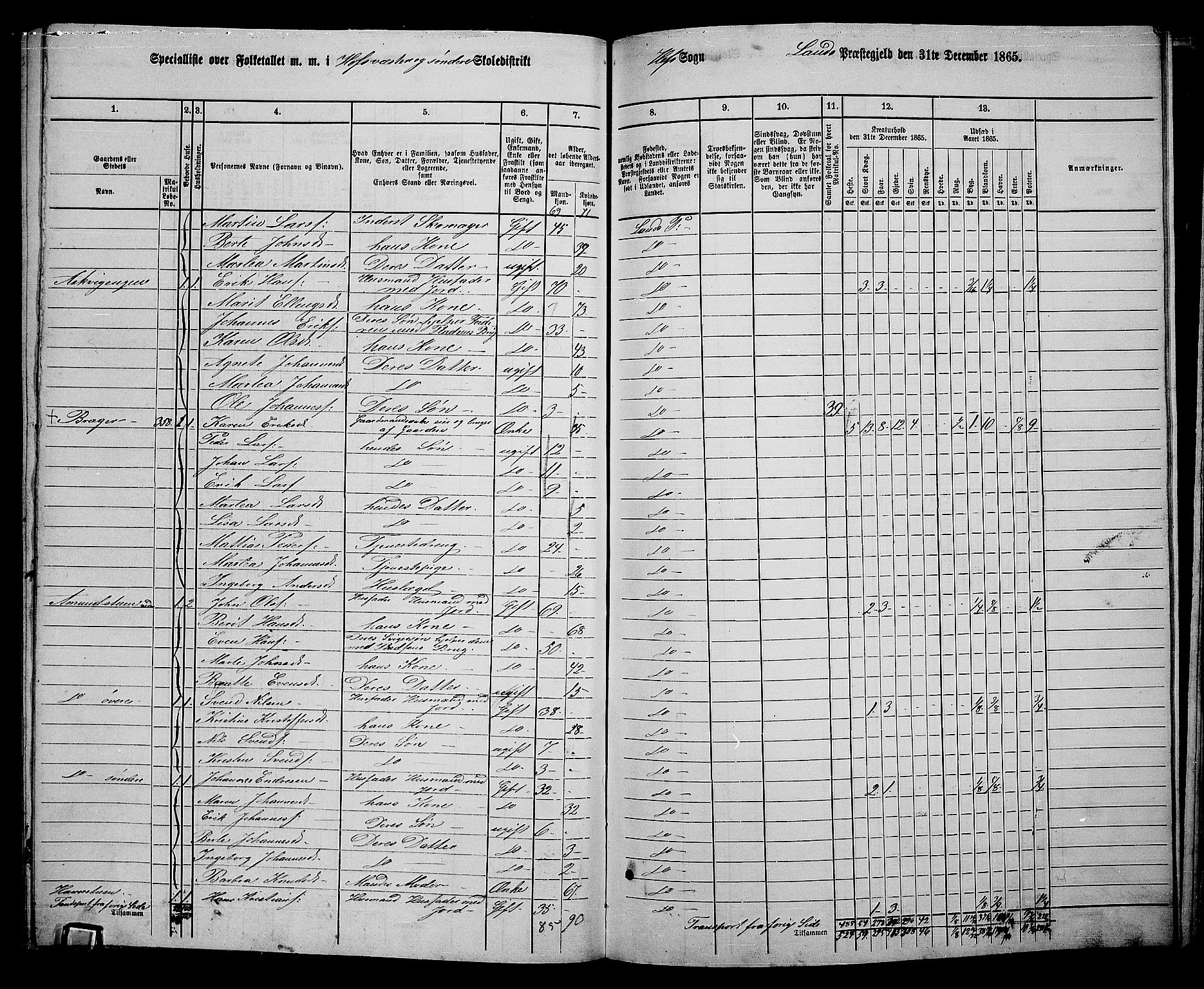 RA, 1865 census for Land, 1865, p. 409