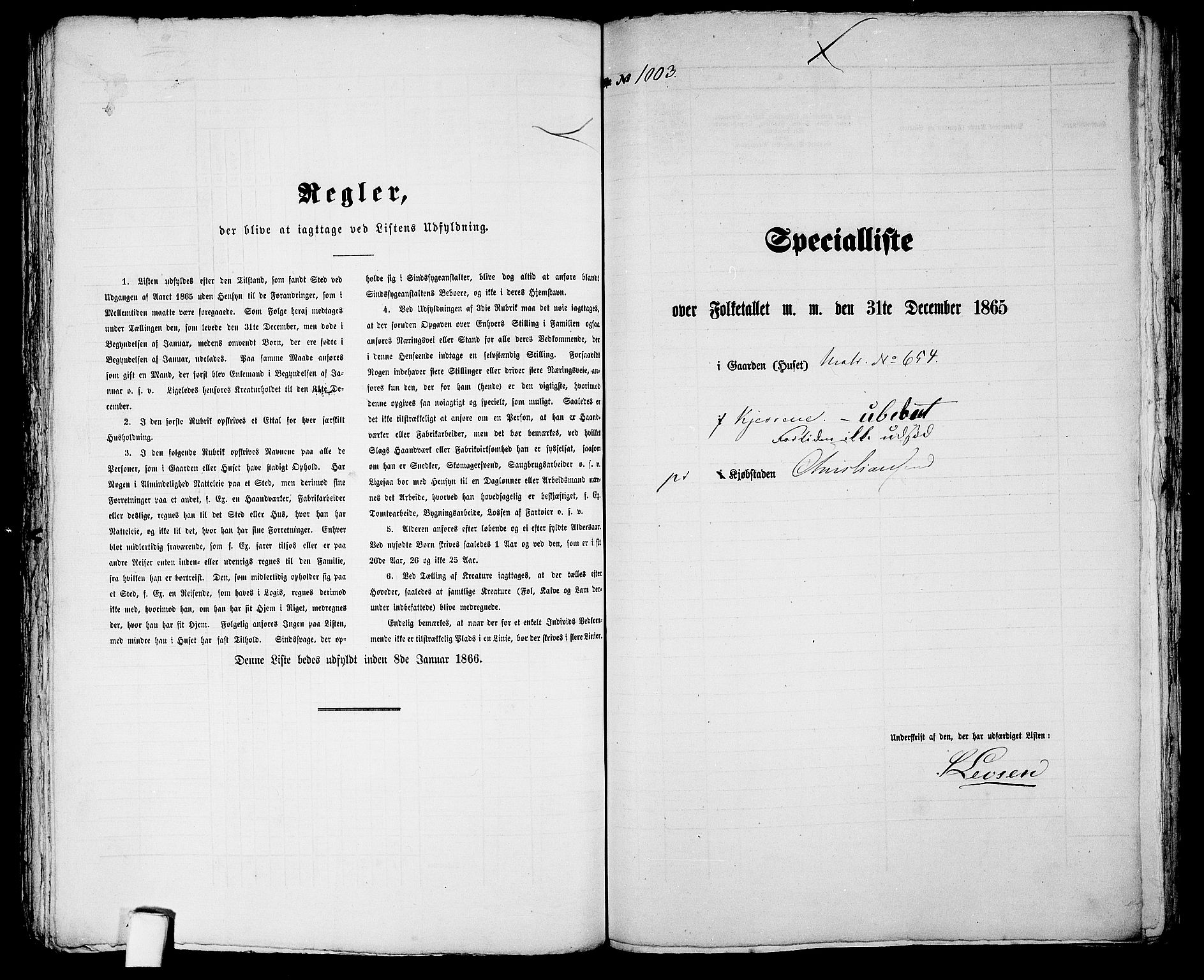 RA, 1865 census for Kristiansand, 1865, p. 2041