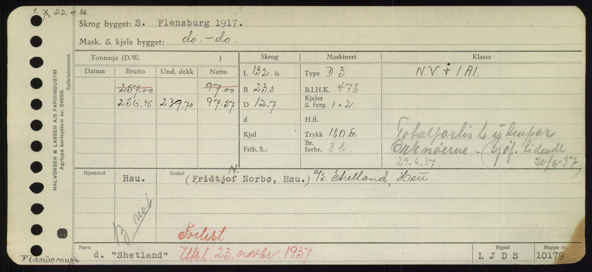 Sjøfartsdirektoratet med forløpere, Skipsmålingen, RA/S-1627/H/Hd/L0033: Fartøy, Sevi-Sjø, p. 17