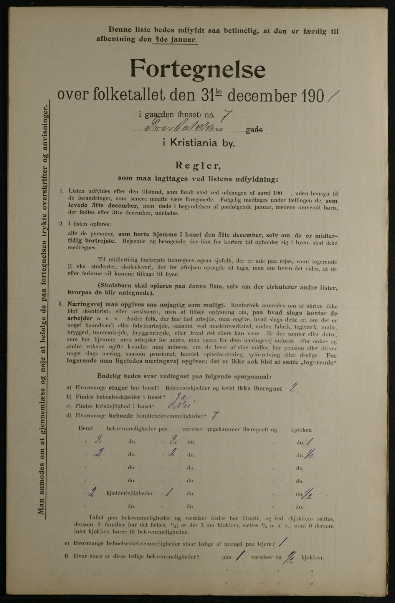 OBA, Municipal Census 1901 for Kristiania, 1901, p. 18050