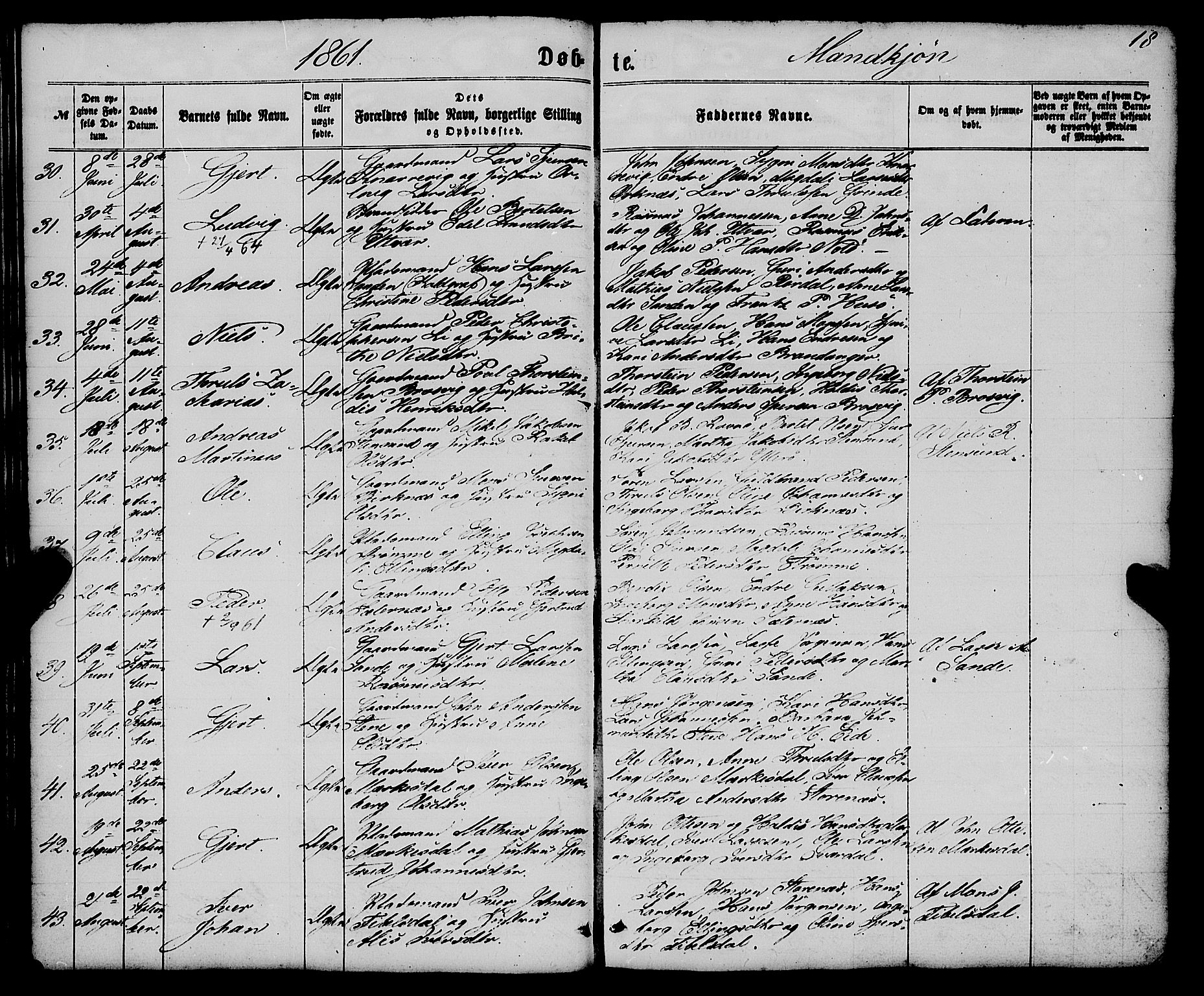 Gulen sokneprestembete, SAB/A-80201/H/Haa/Haaa/L0022: Parish register (official) no. A 22, 1859-1869, p. 18