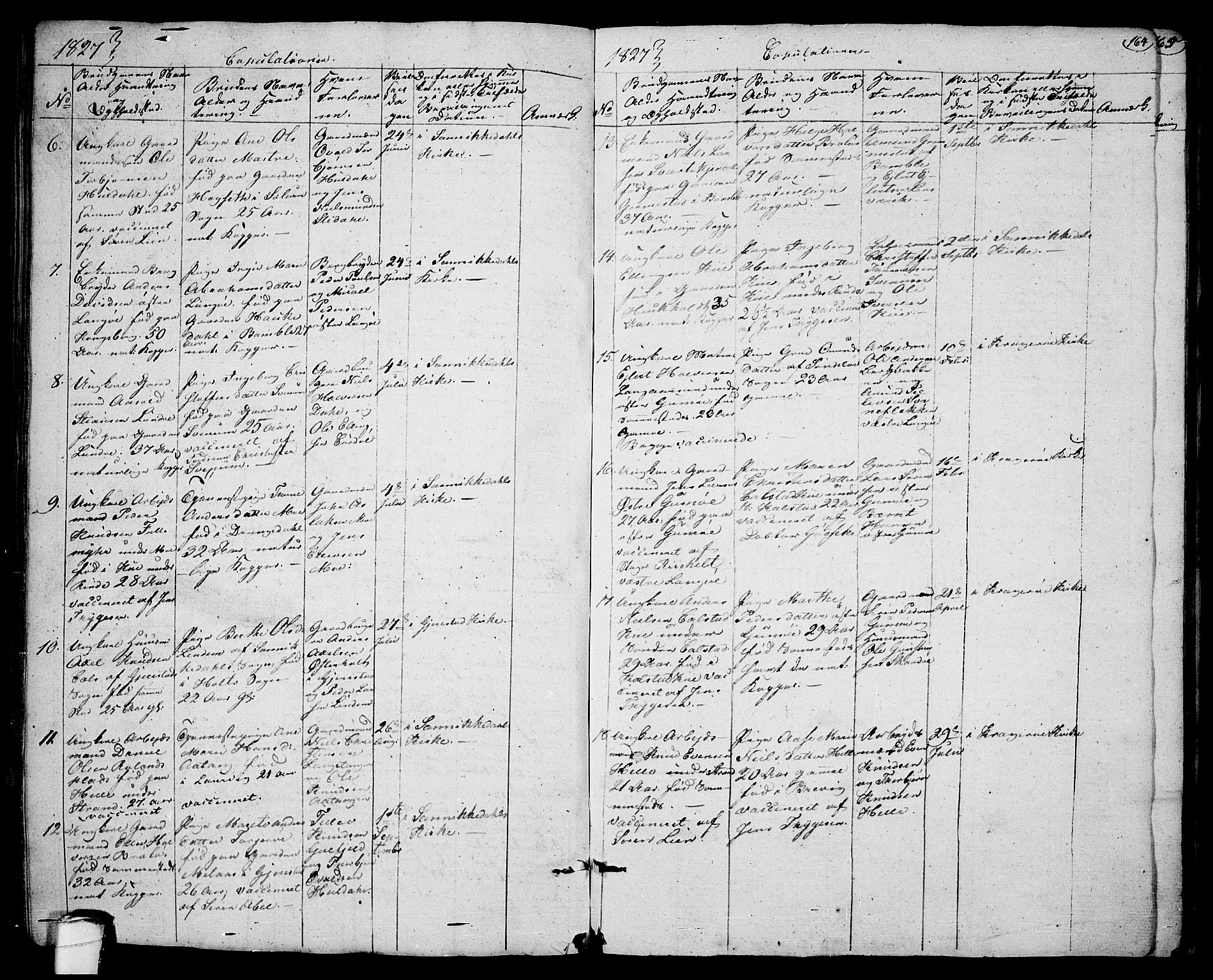 Sannidal kirkebøker, AV/SAKO-A-296/F/Fa/L0005: Parish register (official) no. 5, 1823-1830, p. 164