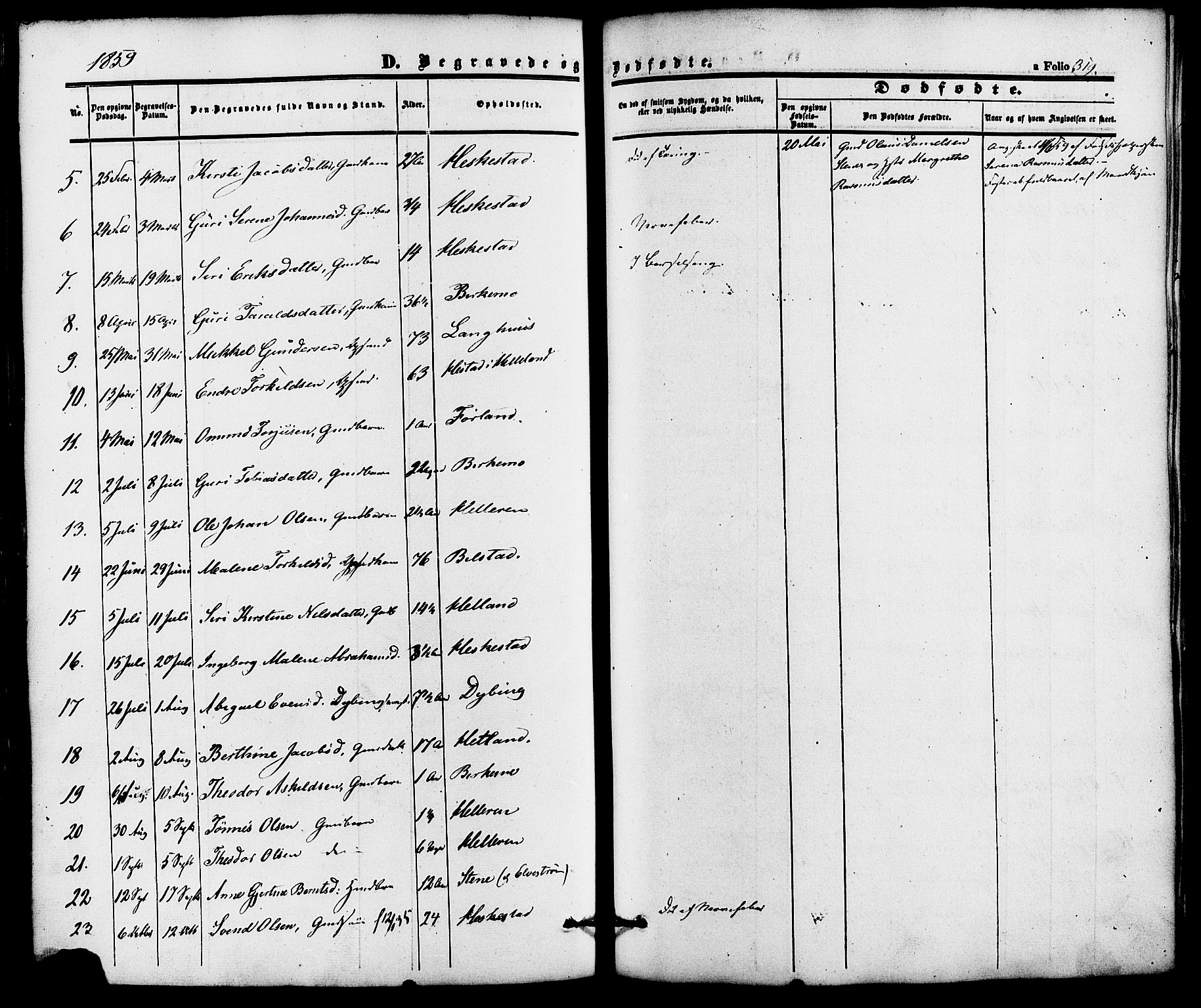 Lund sokneprestkontor, AV/SAST-A-101809/S06/L0010: Parish register (official) no. A 9, 1854-1886, p. 319