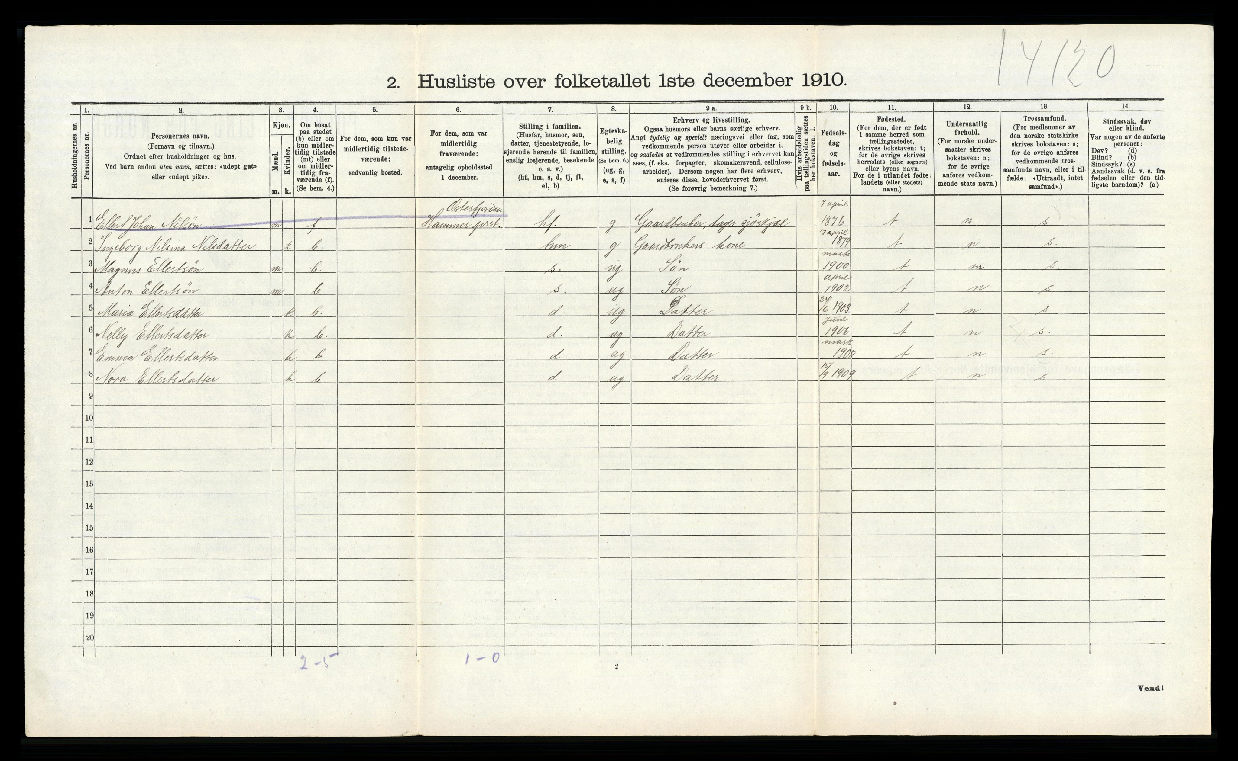 RA, 1910 census for Askøy, 1910, p. 1149