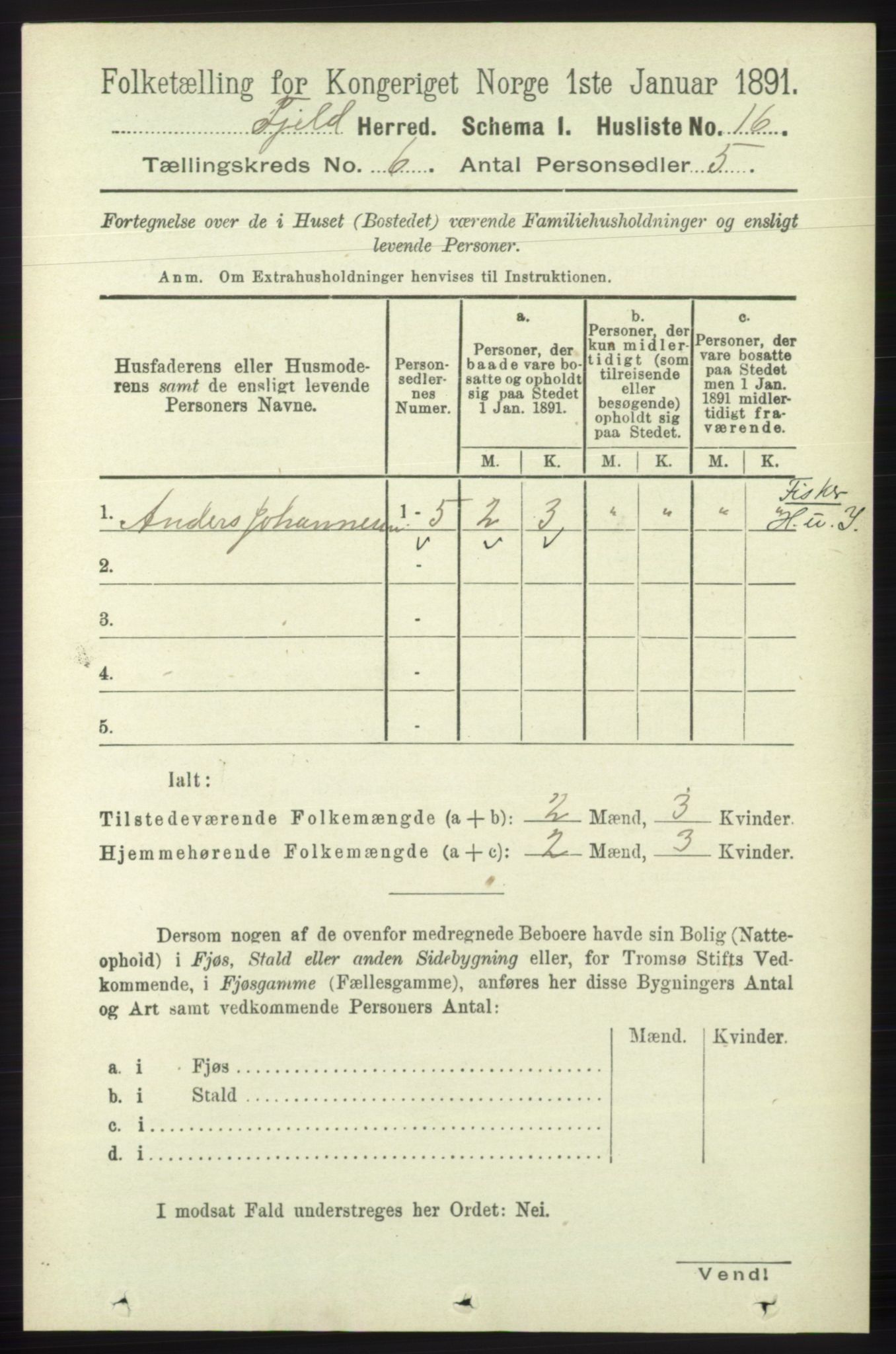 RA, 1891 census for 1246 Fjell, 1891, p. 2956