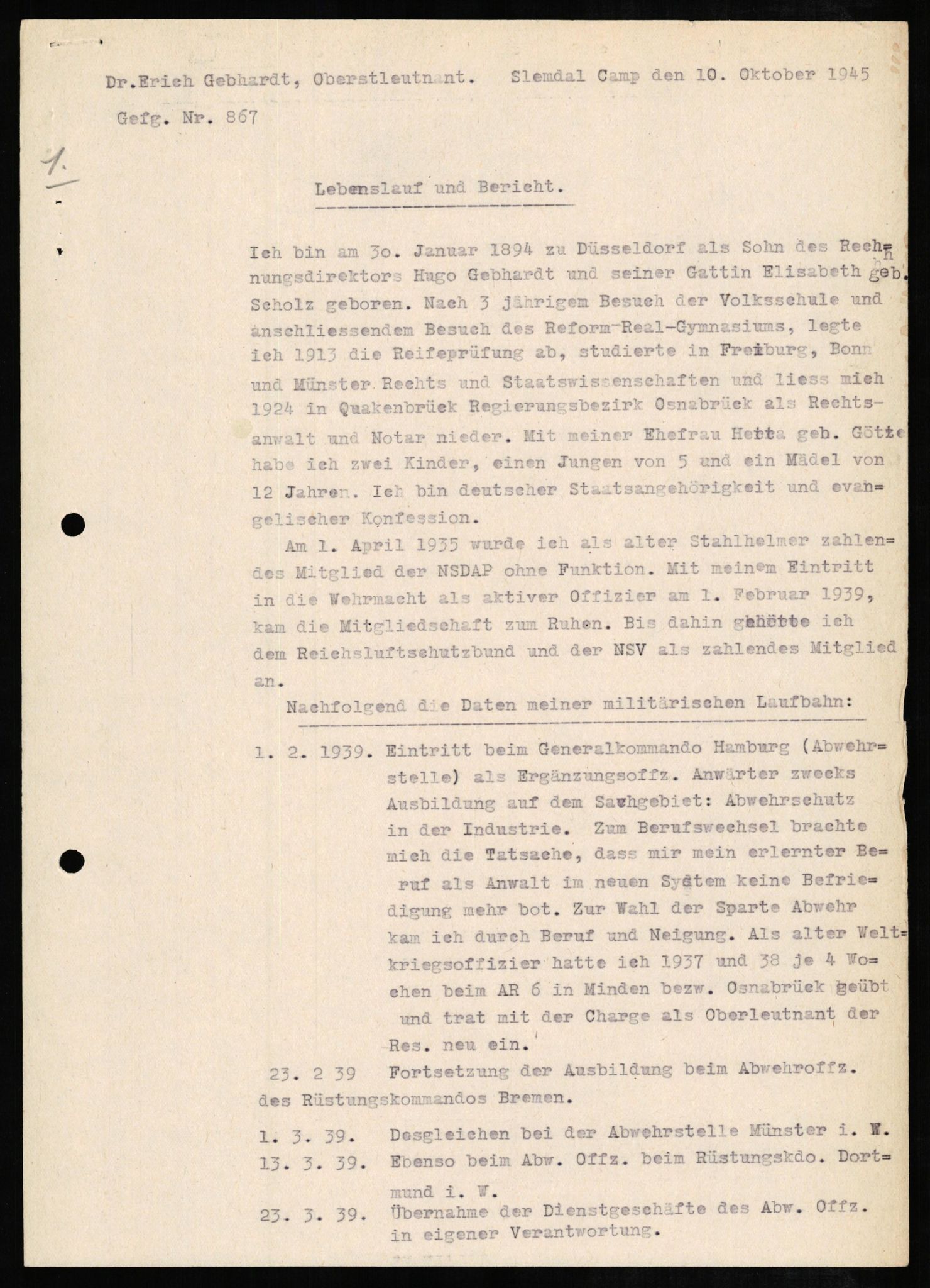 Forsvaret, Forsvarets overkommando II, AV/RA-RAFA-3915/D/Db/L0009: CI Questionaires. Tyske okkupasjonsstyrker i Norge. Tyskere., 1945-1946, p. 336