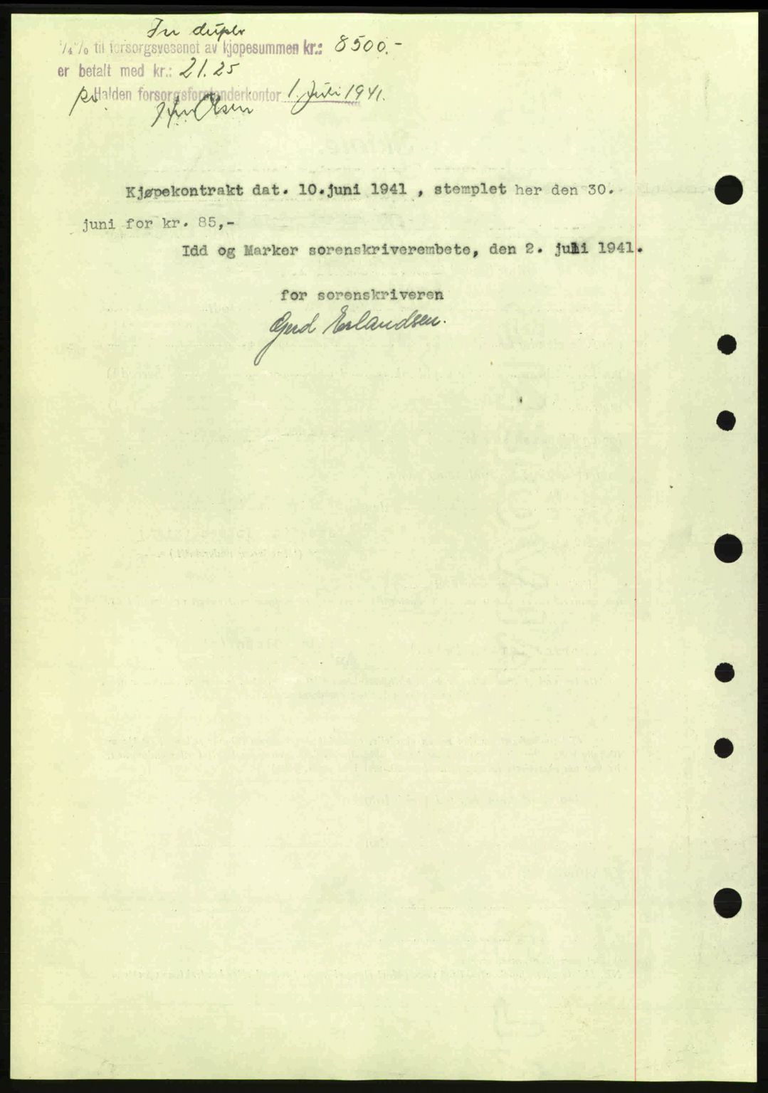 Idd og Marker sorenskriveri, AV/SAO-A-10283/G/Gb/Gbb/L0004: Mortgage book no. A4, 1940-1941, Diary no: : 717/1941