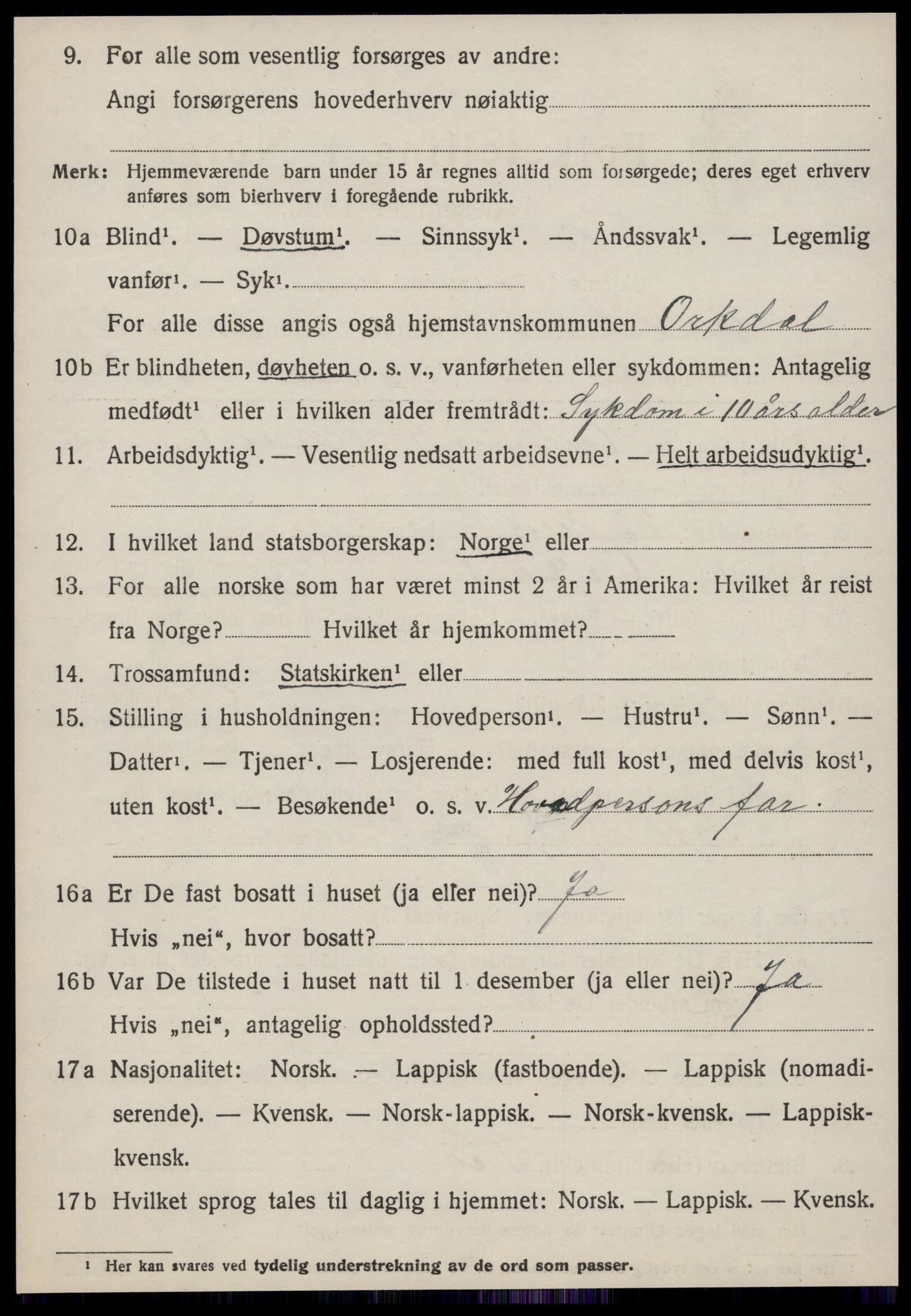 SAT, 1920 census for Orkdal, 1920, p. 5283