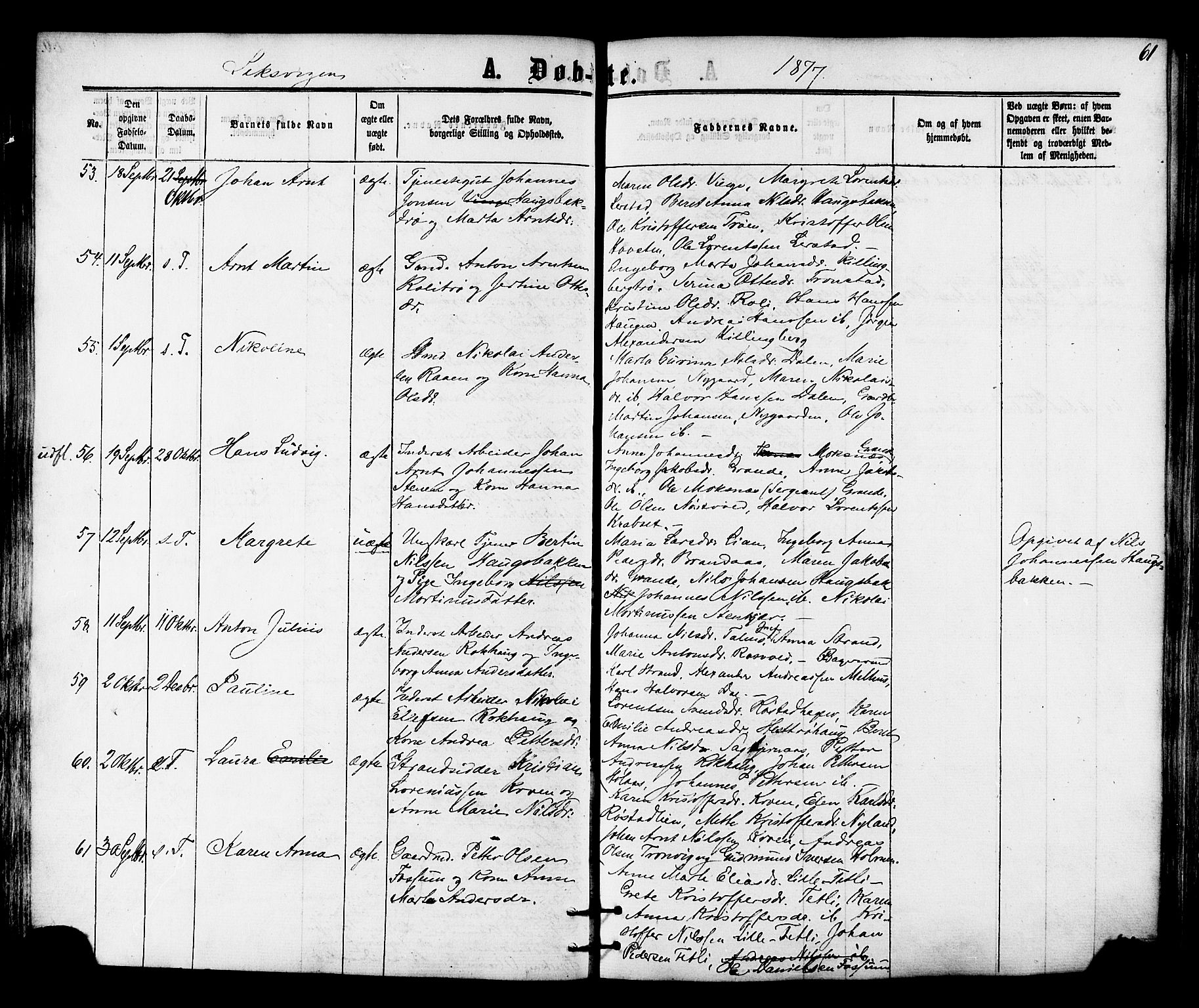 Ministerialprotokoller, klokkerbøker og fødselsregistre - Nord-Trøndelag, AV/SAT-A-1458/701/L0009: Parish register (official) no. 701A09 /1, 1864-1882, p. 61