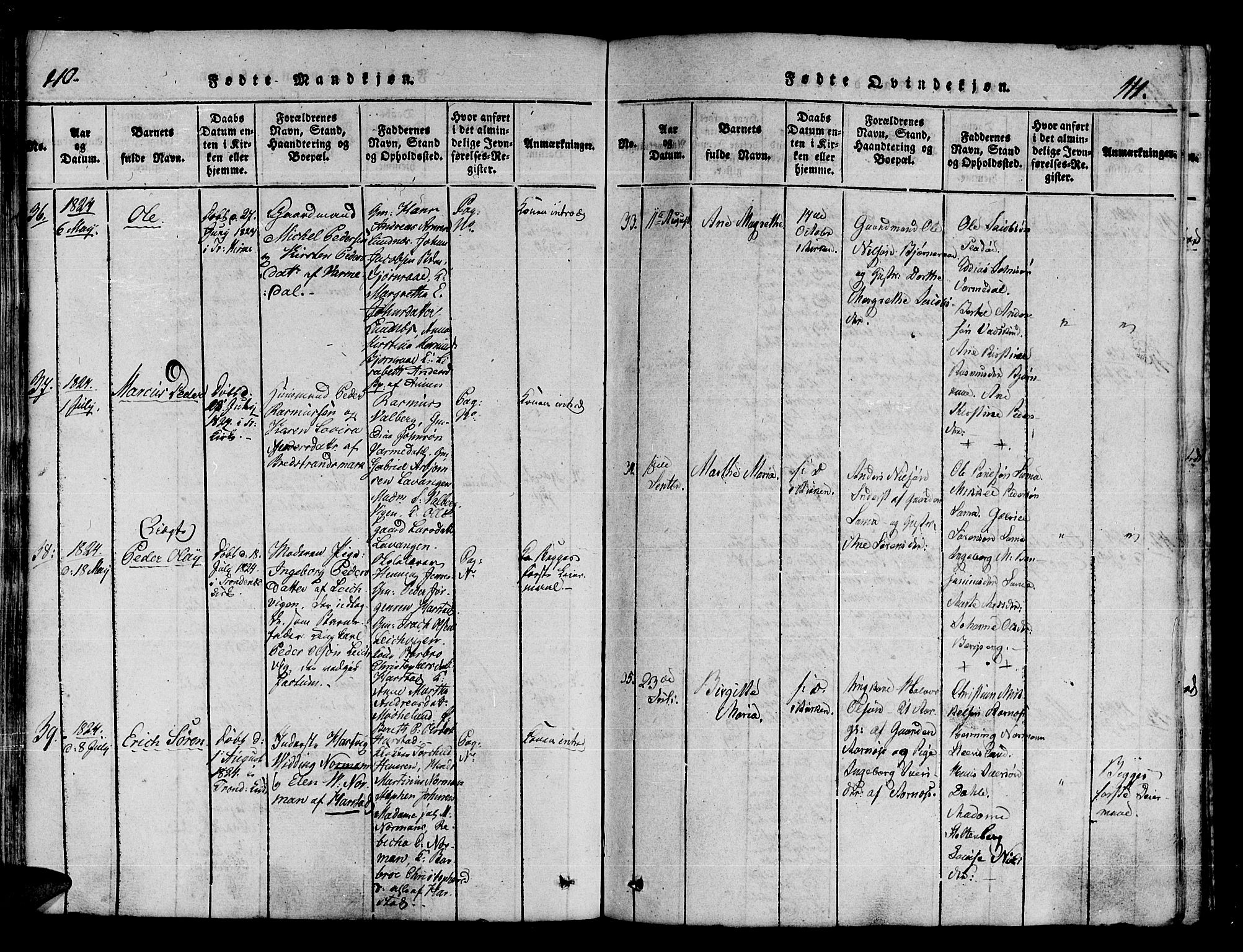 Trondenes sokneprestkontor, AV/SATØ-S-1319/H/Ha/L0006kirke: Parish register (official) no. 6, 1821-1827, p. 110-111