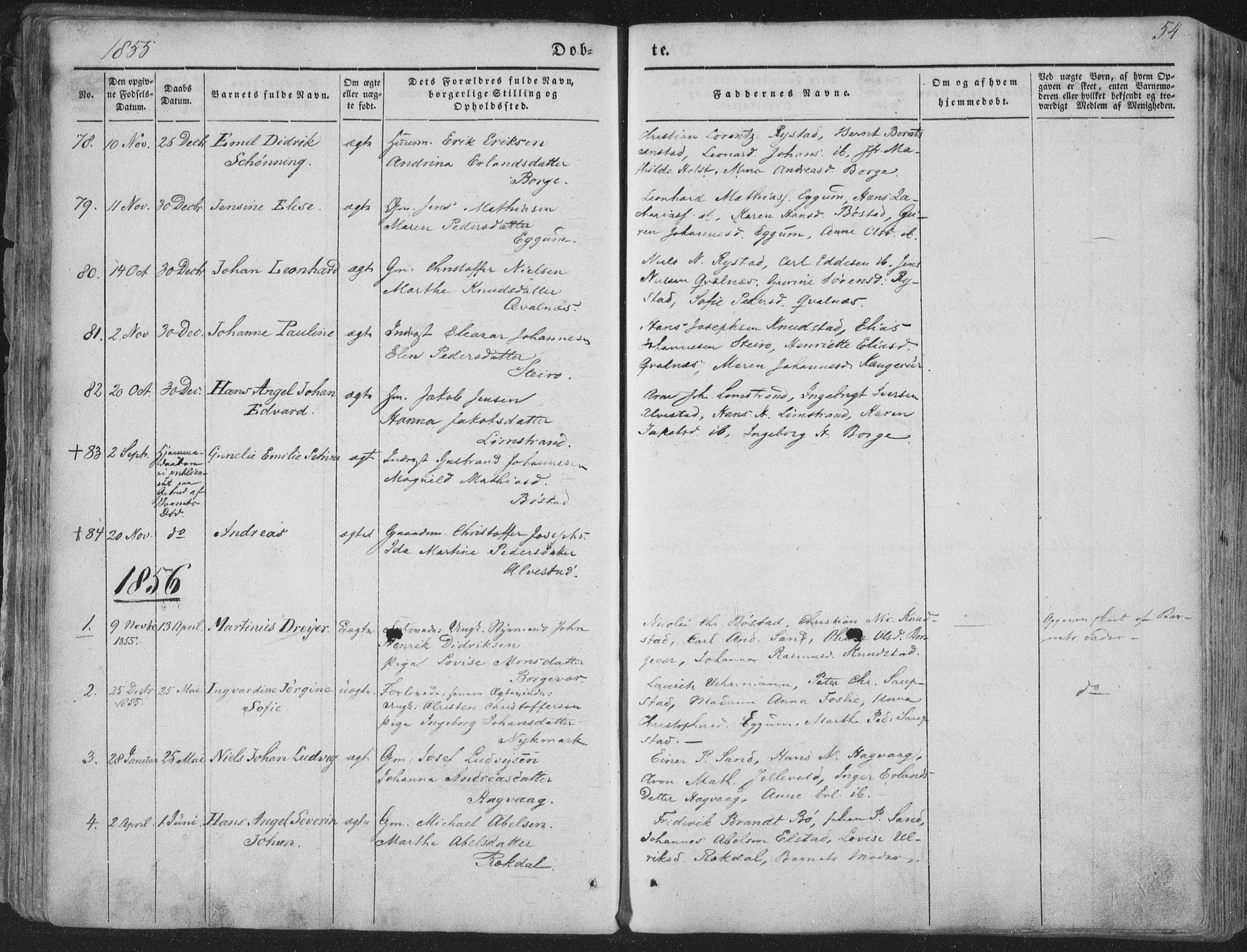 Ministerialprotokoller, klokkerbøker og fødselsregistre - Nordland, AV/SAT-A-1459/880/L1131: Parish register (official) no. 880A05, 1844-1868, p. 54