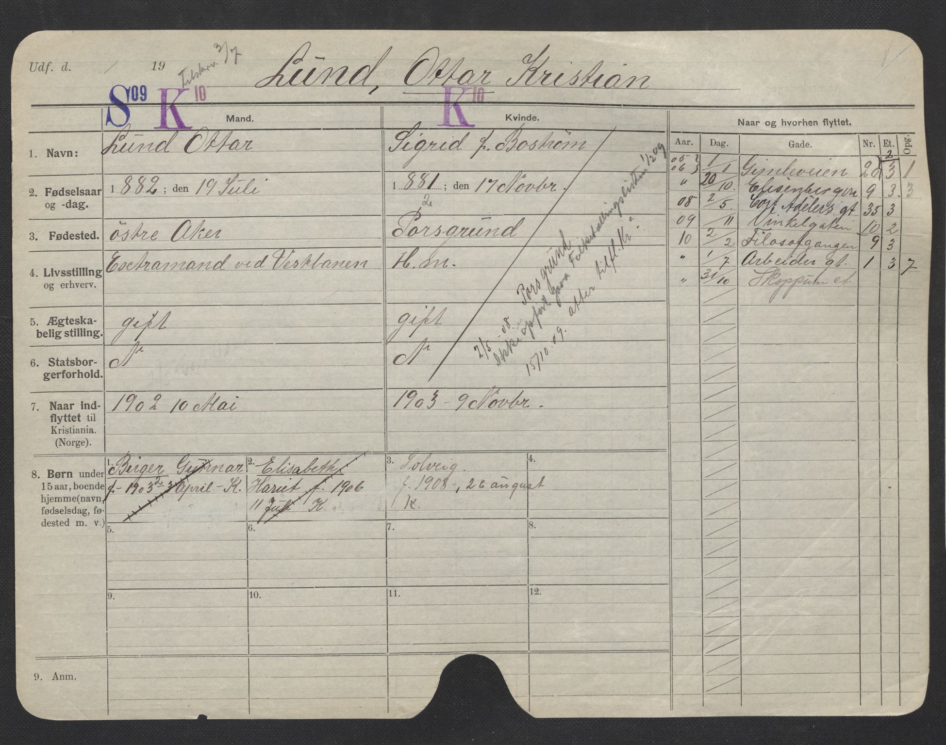 Oslo folkeregister, Registerkort, AV/SAO-A-11715/F/Fa/Fac/L0007: Menn, 1906-1914, p. 278a