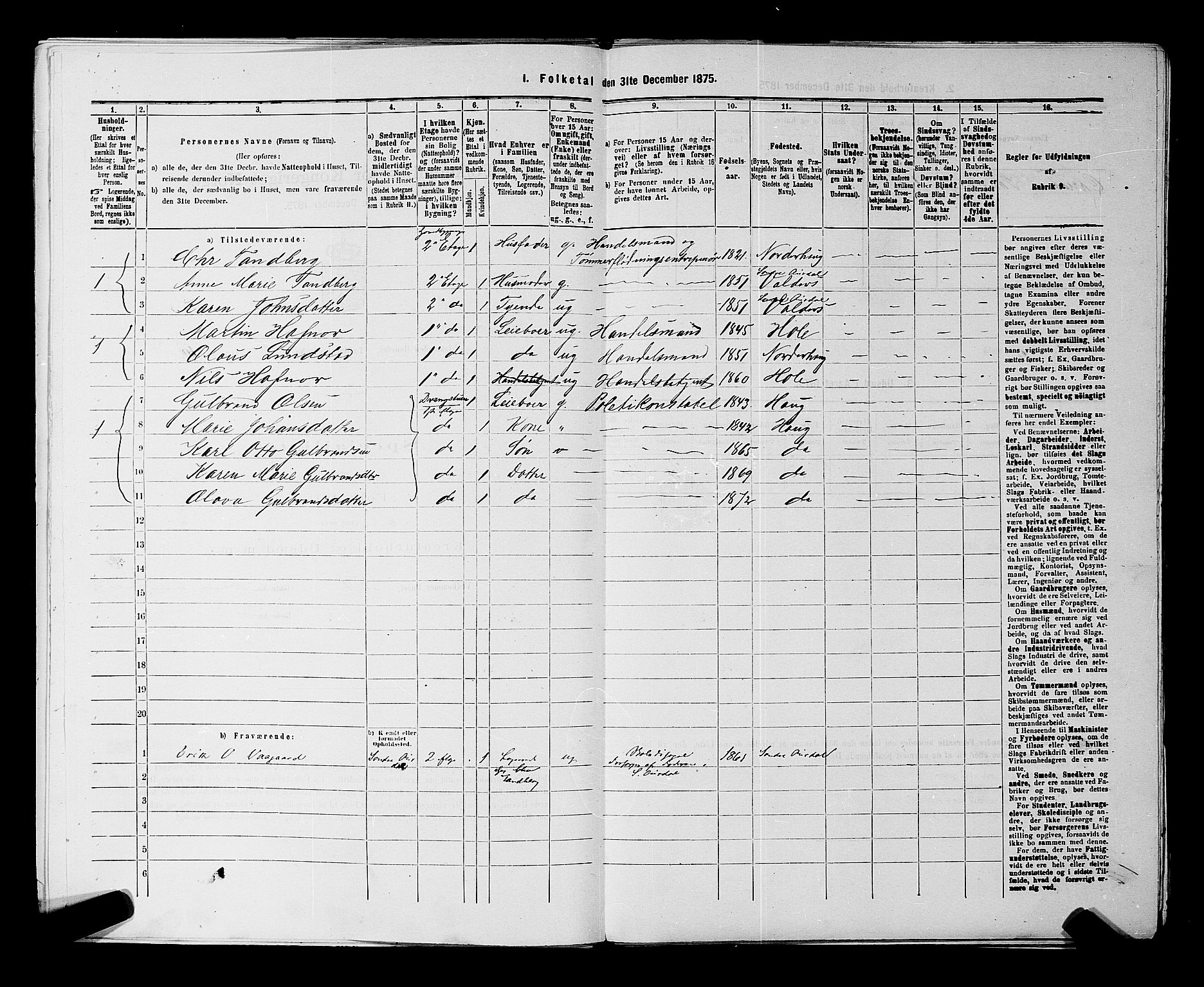 SAKO, 1875 census for 0601B Norderhov/Hønefoss, 1875, p. 53