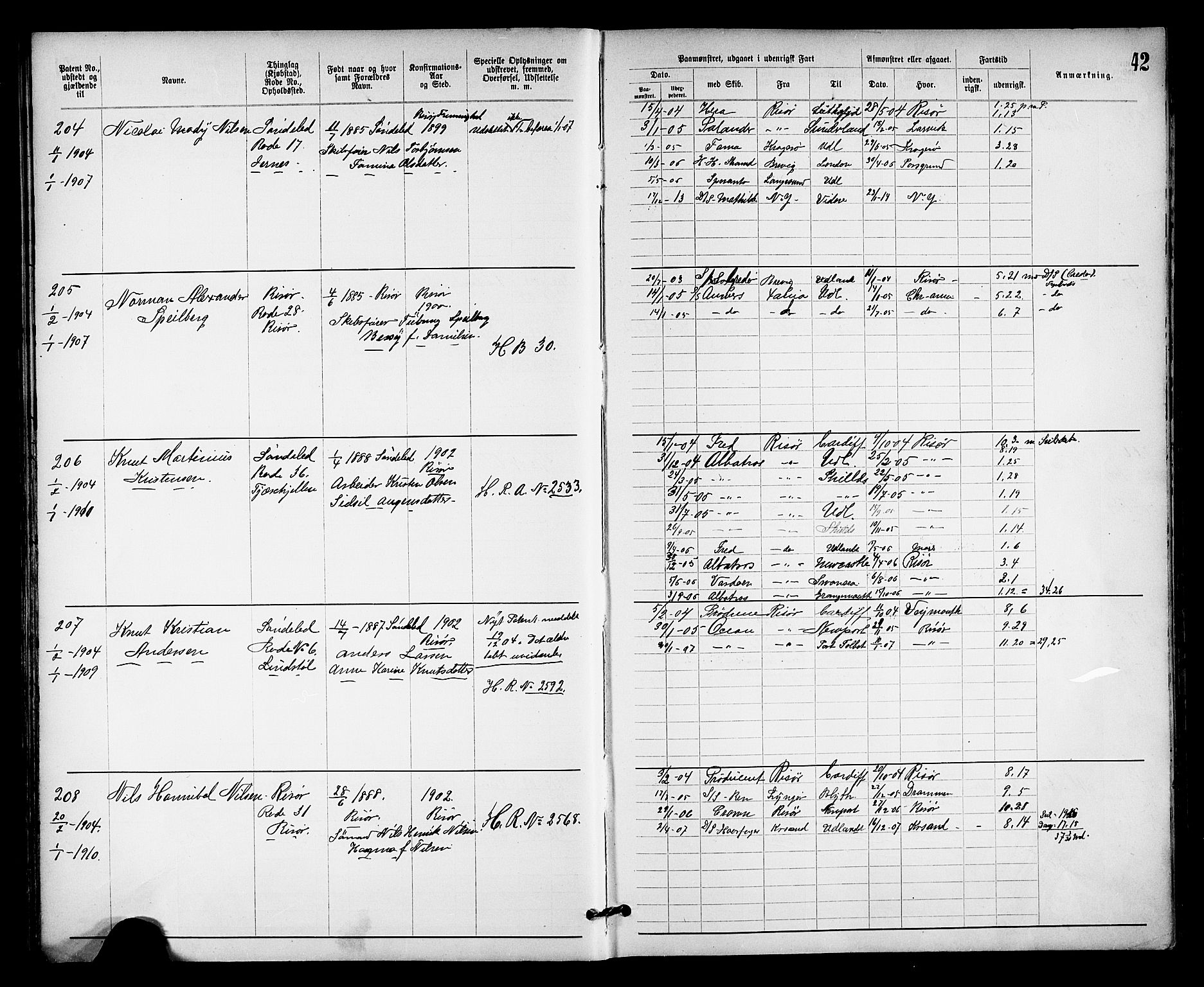 Risør mønstringskrets, AV/SAK-2031-0010/F/Fa/L0004: Annotasjonsrulle nr 1914-1915 og nr 1-477, T-8, 1899-1911, p. 44