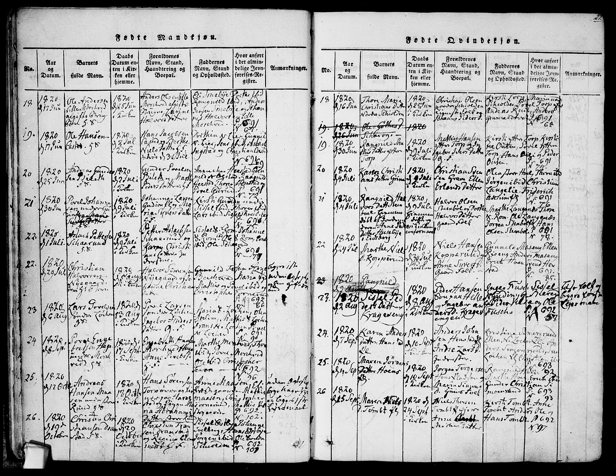 Askim prestekontor Kirkebøker, AV/SAO-A-10900/F/Fa/L0004: Parish register (official) no. 4, 1817-1846, p. 26-27