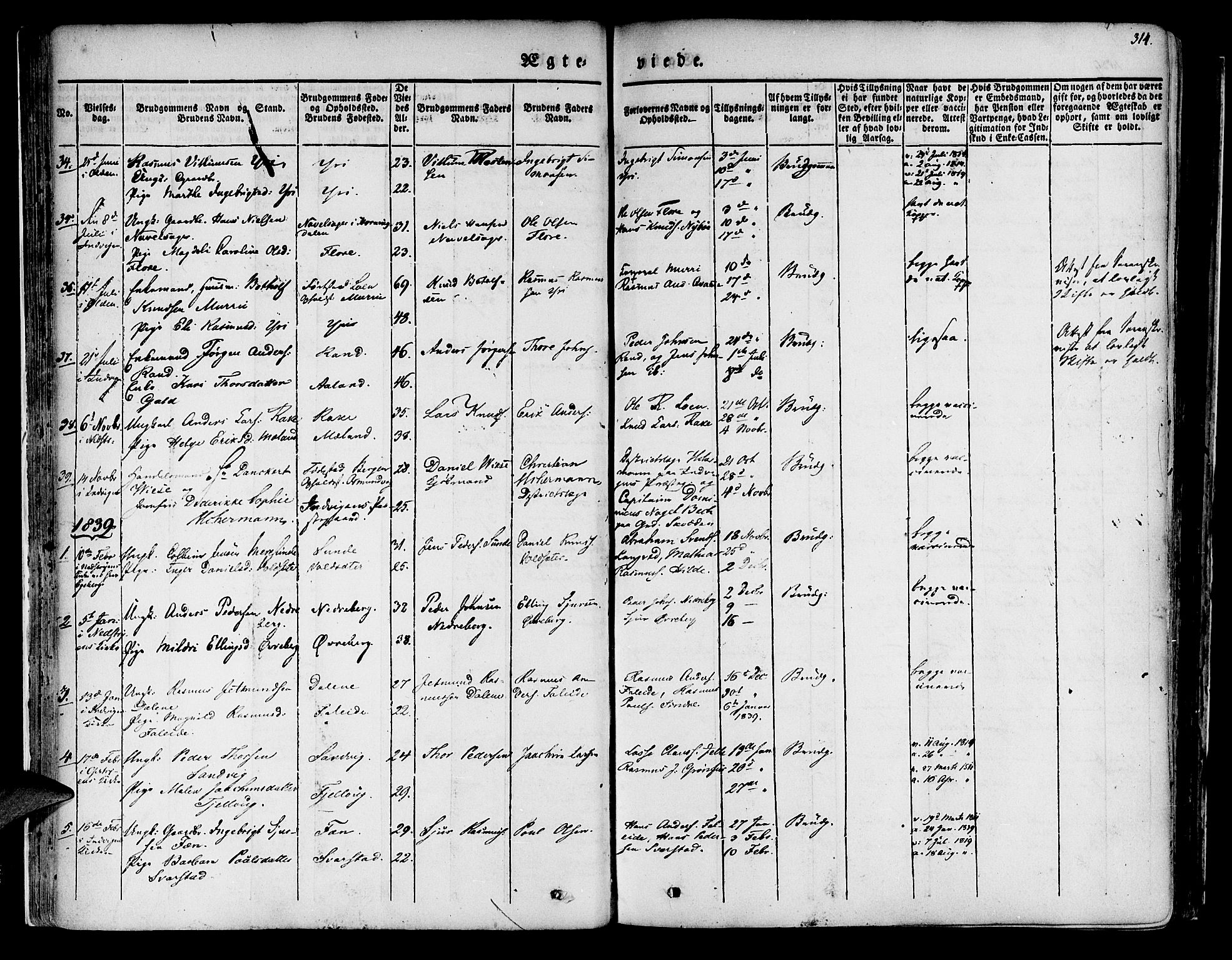 Innvik sokneprestembete, AV/SAB-A-80501: Parish register (official) no. A 4II, 1832-1846, p. 314