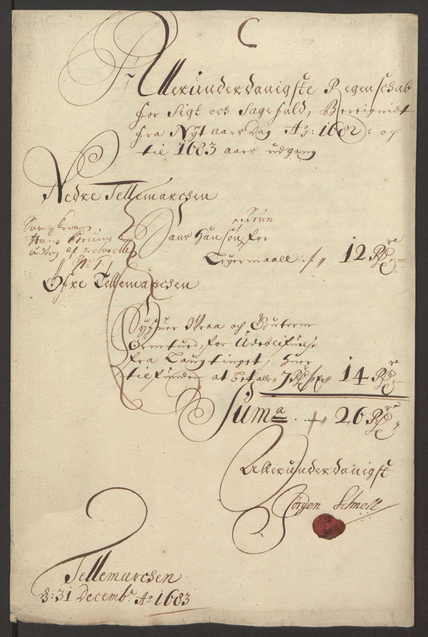 Rentekammeret inntil 1814, Reviderte regnskaper, Fogderegnskap, RA/EA-4092/R35/L2079: Fogderegnskap Øvre og Nedre Telemark, 1680-1684, p. 47
