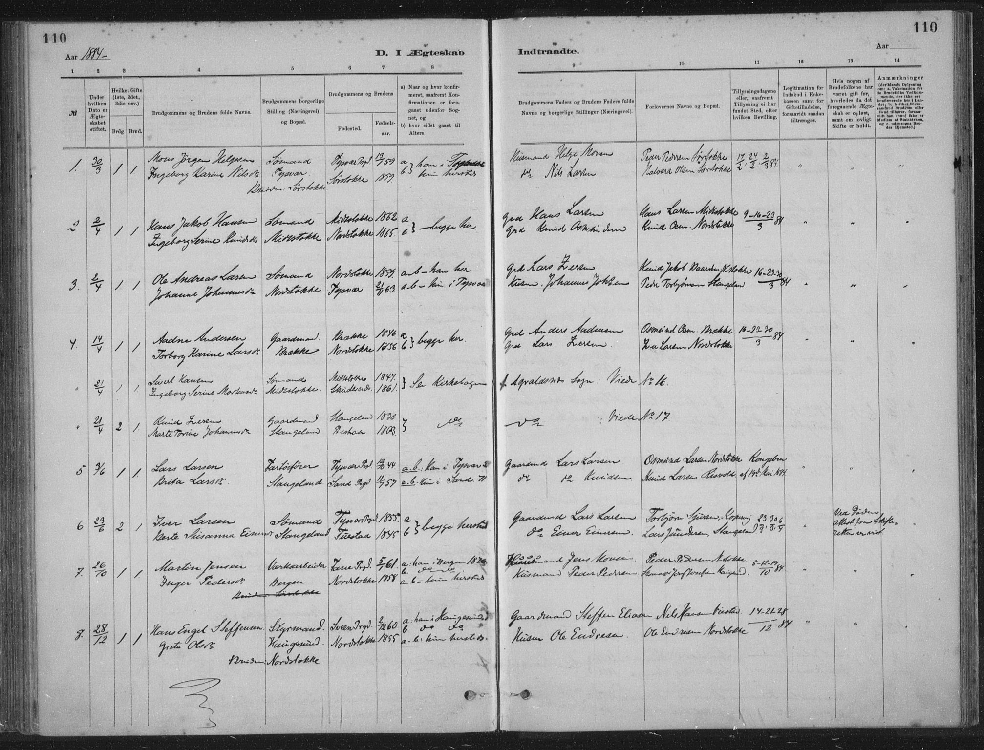 Kopervik sokneprestkontor, SAST/A-101850/H/Ha/Haa/L0002: Parish register (official) no. A 2, 1880-1912, p. 110