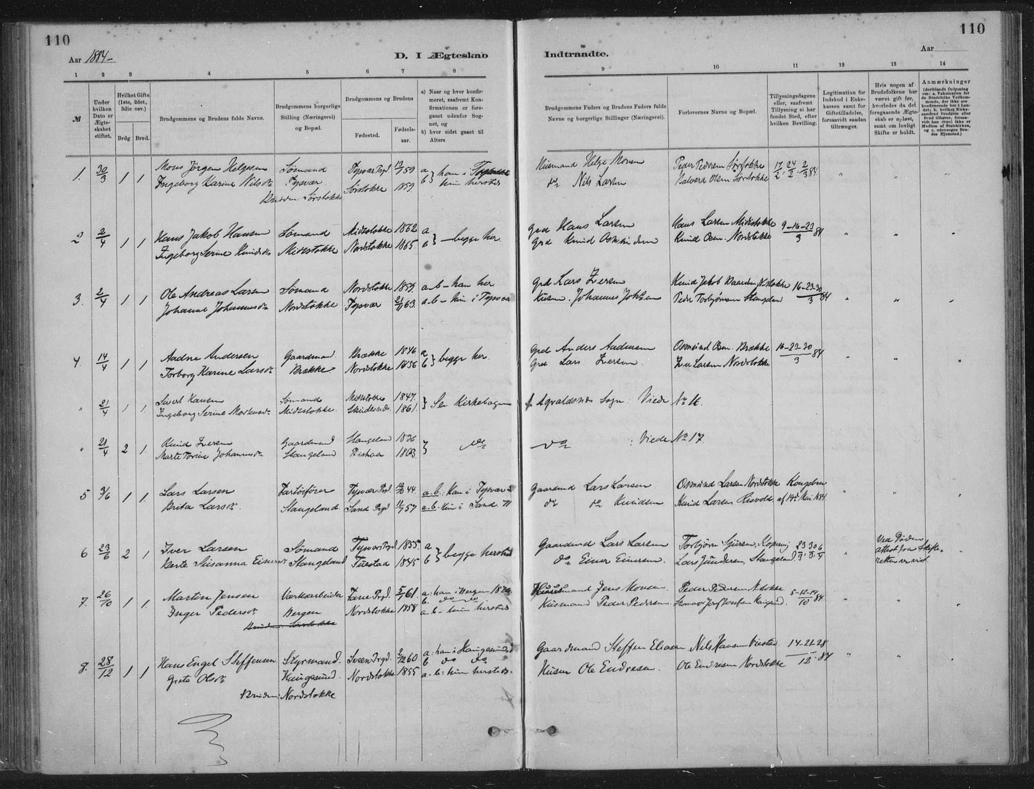 Kopervik sokneprestkontor, AV/SAST-A-101850/H/Ha/Haa/L0002: Parish register (official) no. A 2, 1880-1912, p. 110