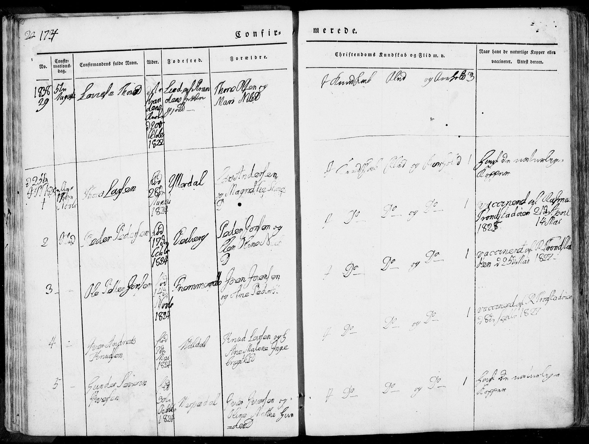 Ministerialprotokoller, klokkerbøker og fødselsregistre - Møre og Romsdal, AV/SAT-A-1454/519/L0248: Parish register (official) no. 519A07, 1829-1860, p. 174