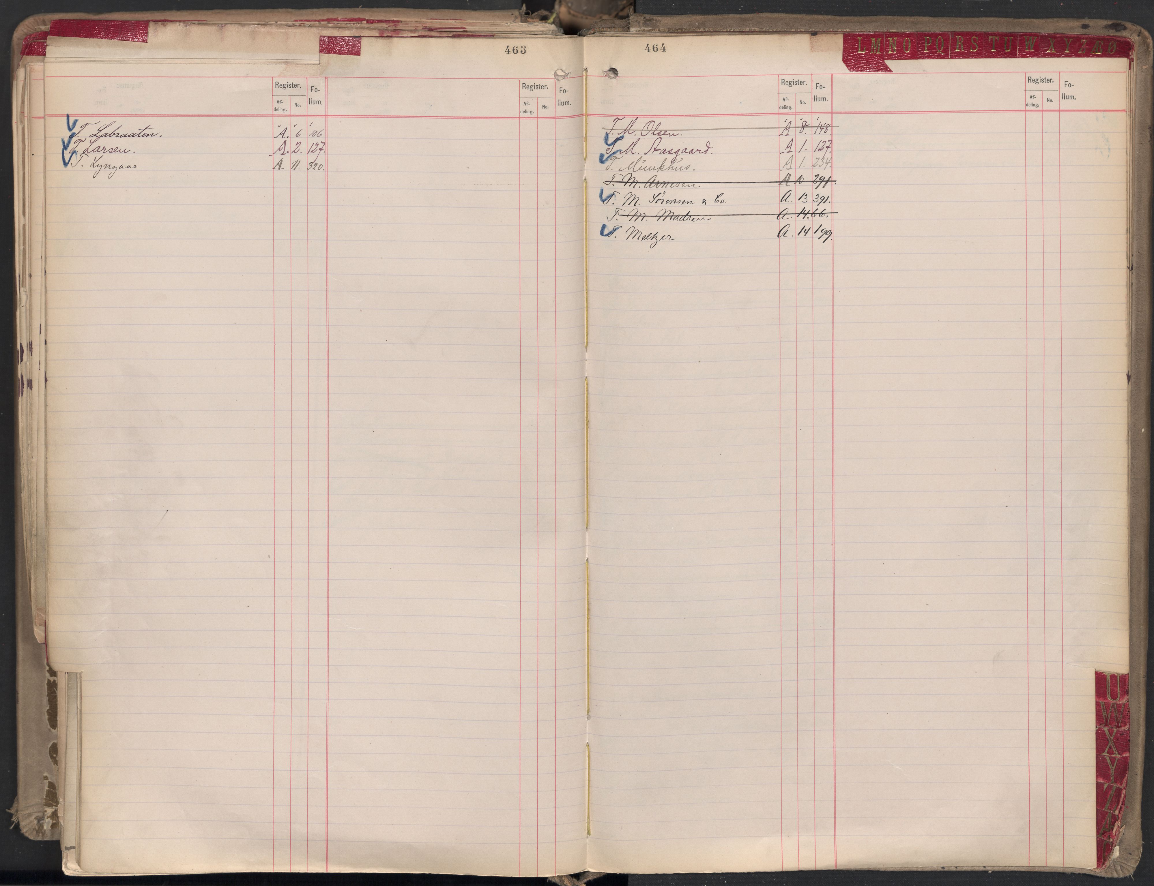 Oslo byfogd avd. II, AV/SAO-A-10942/G/Ga/Gaa/L0001: Firmaregister: A 1-15, B 1-4, C 1, 1890, p. 463-464