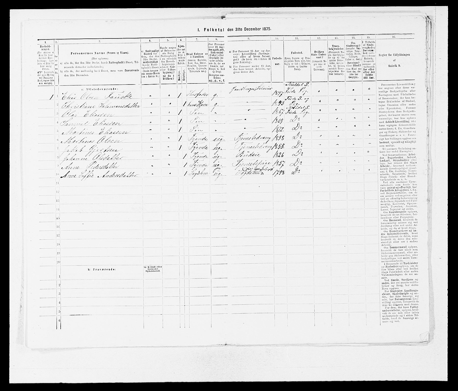 SAB, 1875 census for 1432P Førde, 1875, p. 892