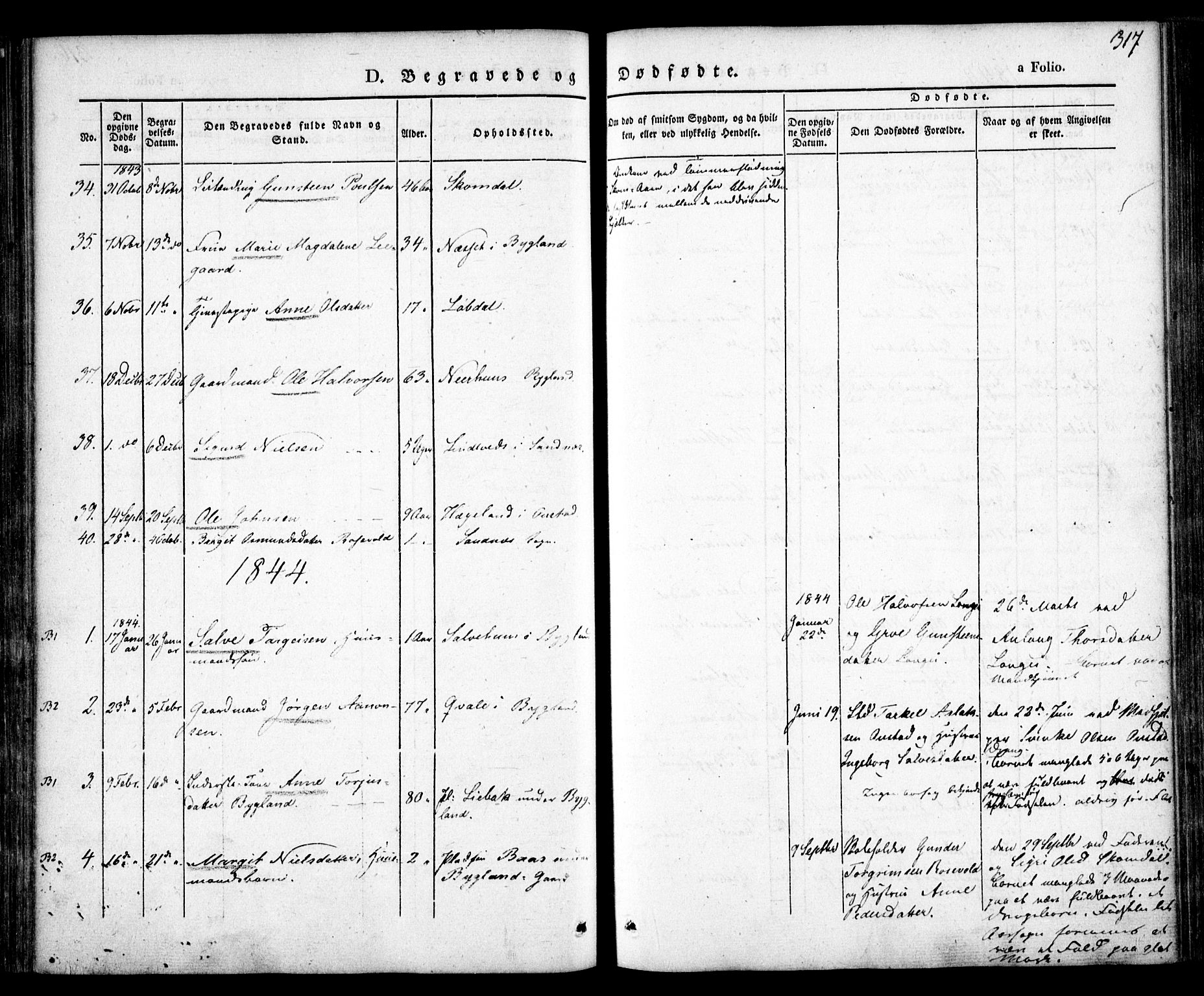 Bygland sokneprestkontor, SAK/1111-0006/F/Fa/Fab/L0004: Parish register (official) no. A 4, 1842-1858, p. 317