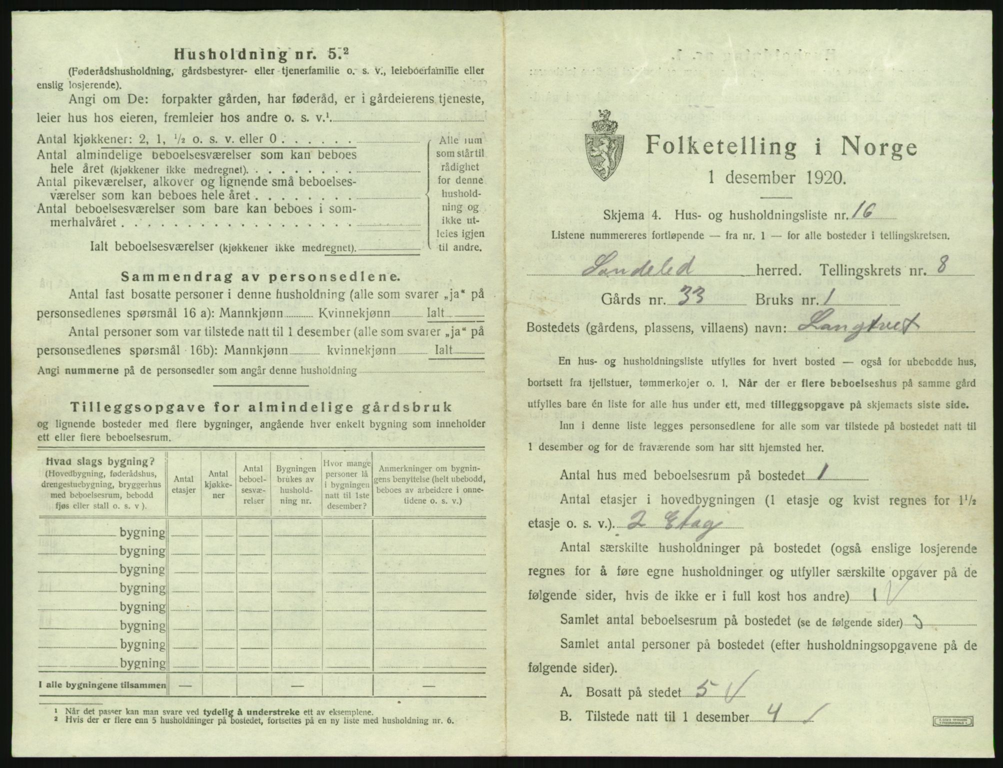 SAK, 1920 census for Søndeled, 1920, p. 733
