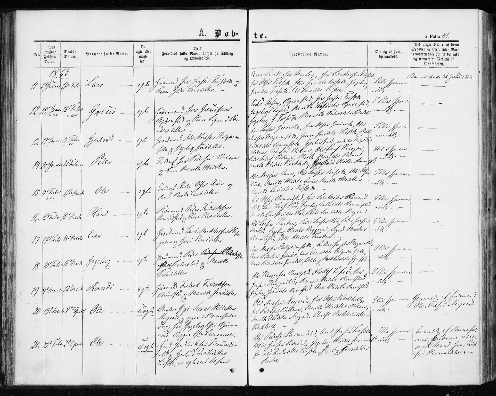 Ministerialprotokoller, klokkerbøker og fødselsregistre - Møre og Romsdal, AV/SAT-A-1454/598/L1067: Parish register (official) no. 598A01, 1858-1871, p. 41