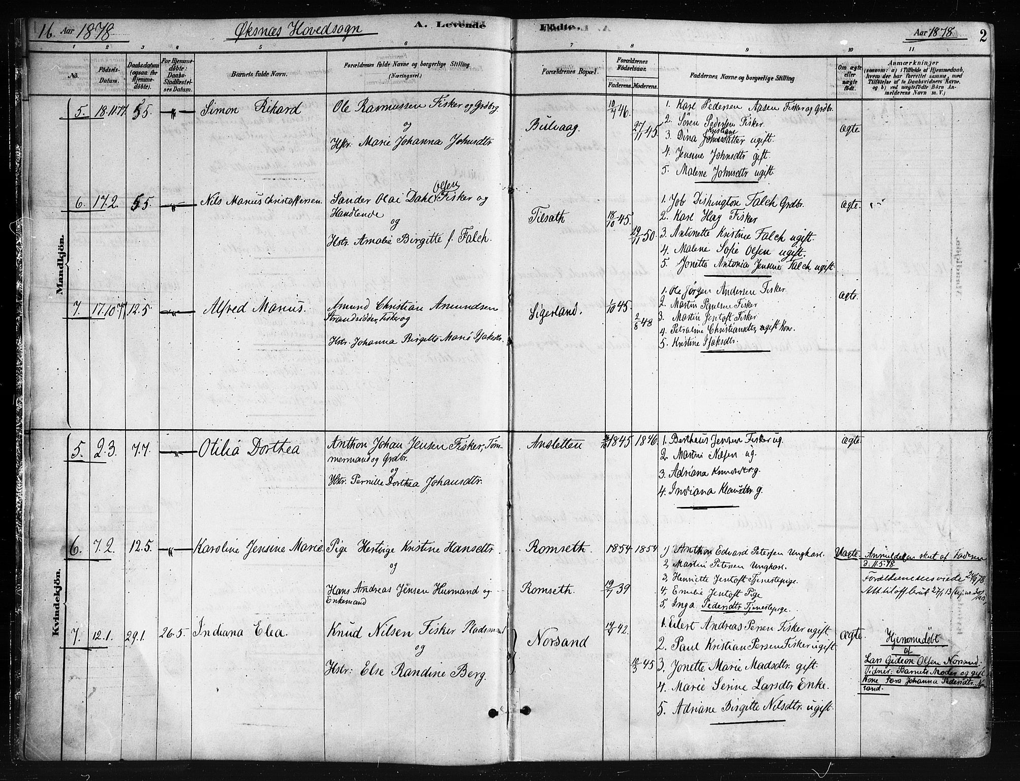 Ministerialprotokoller, klokkerbøker og fødselsregistre - Nordland, AV/SAT-A-1459/893/L1335: Parish register (official) no. 893A08 /1, 1878-1884, p. 2