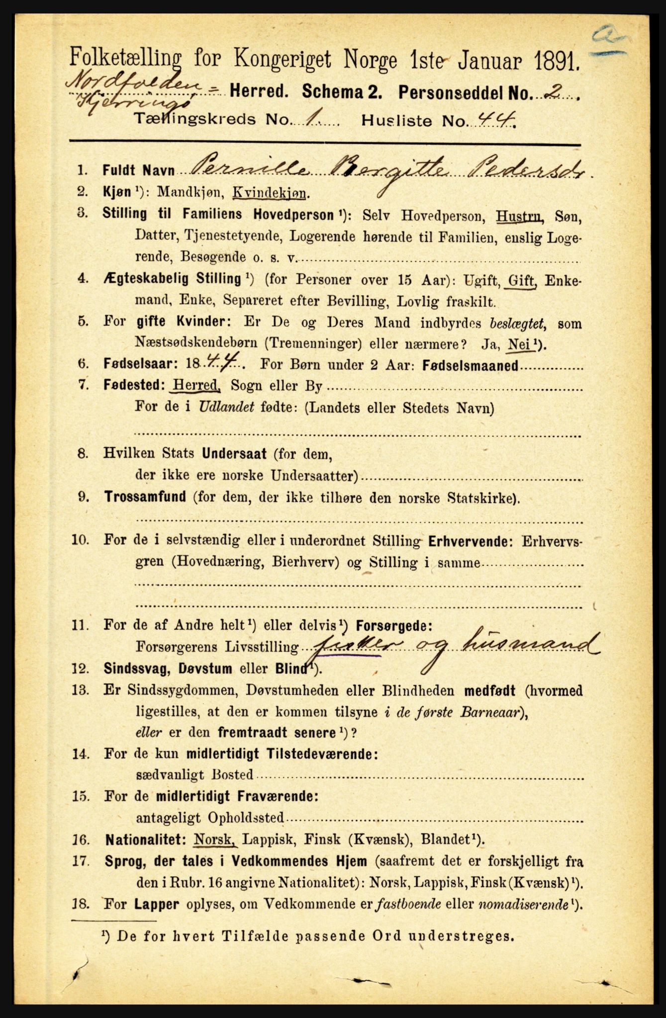 RA, 1891 census for 1846 Nordfold-Kjerringøy, 1891, p. 374