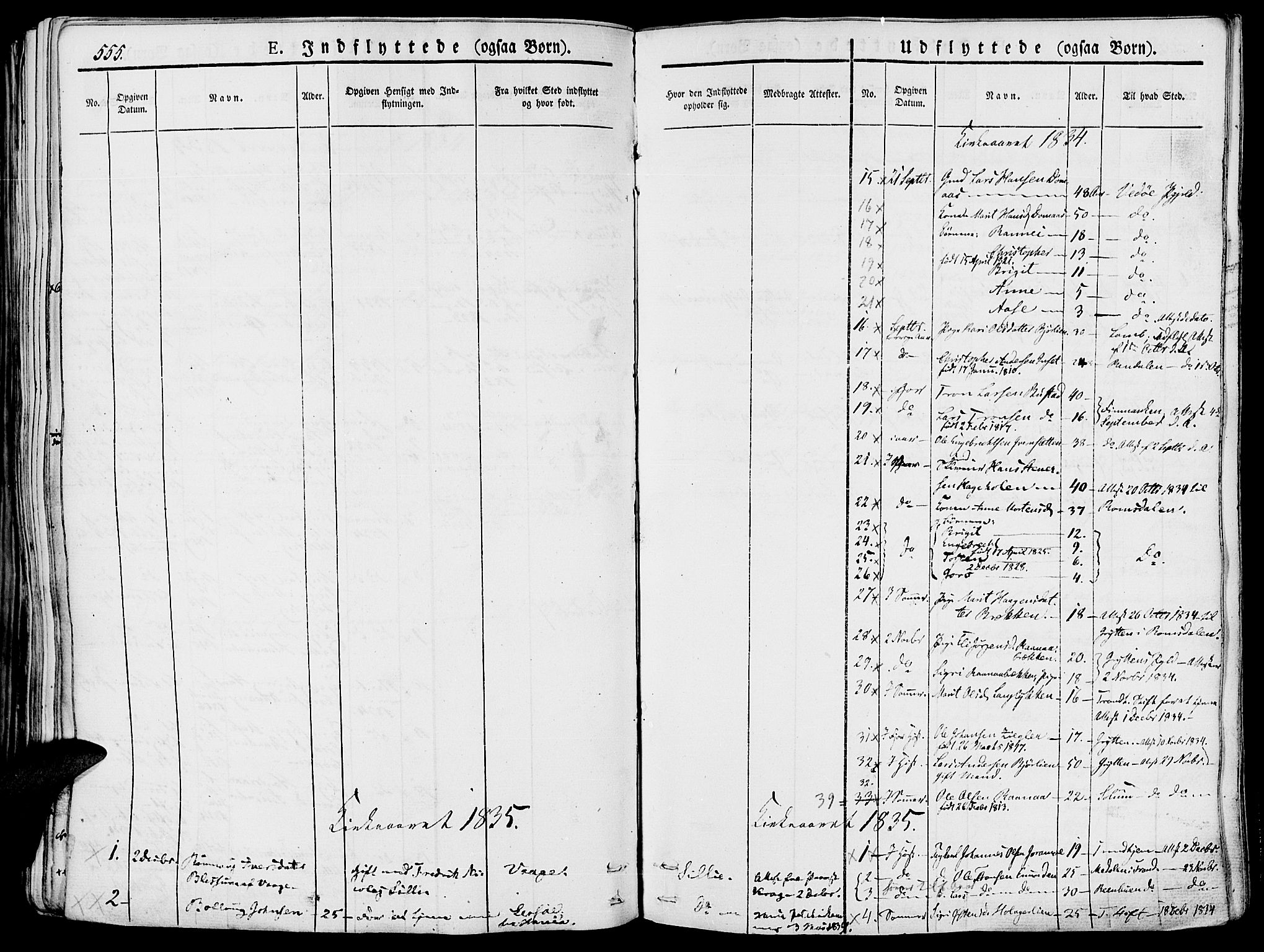 Lesja prestekontor, SAH/PREST-068/H/Ha/Haa/L0005: Parish register (official) no. 5, 1830-1842, p. 555