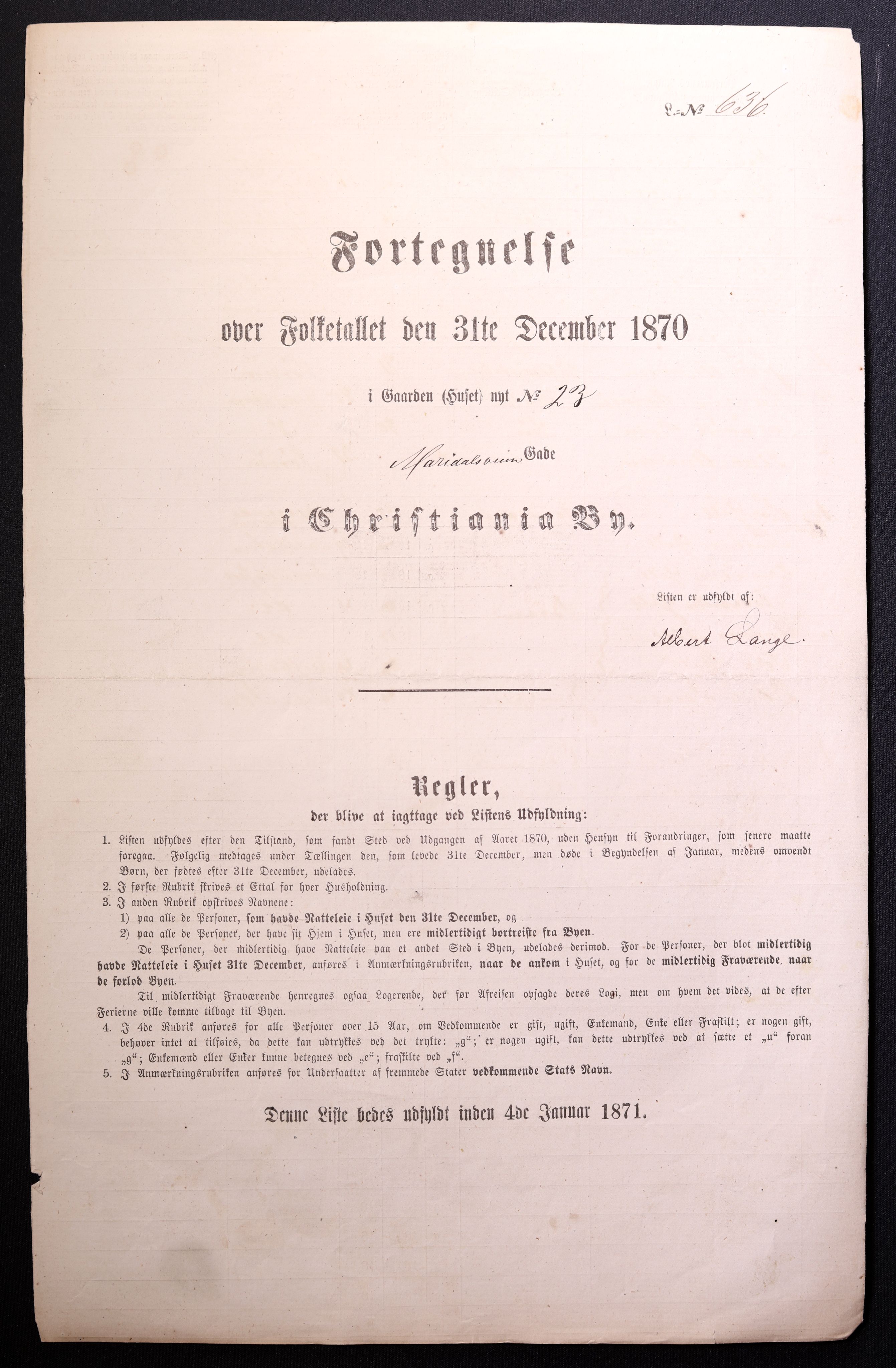 RA, 1870 census for 0301 Kristiania, 1870, p. 2042