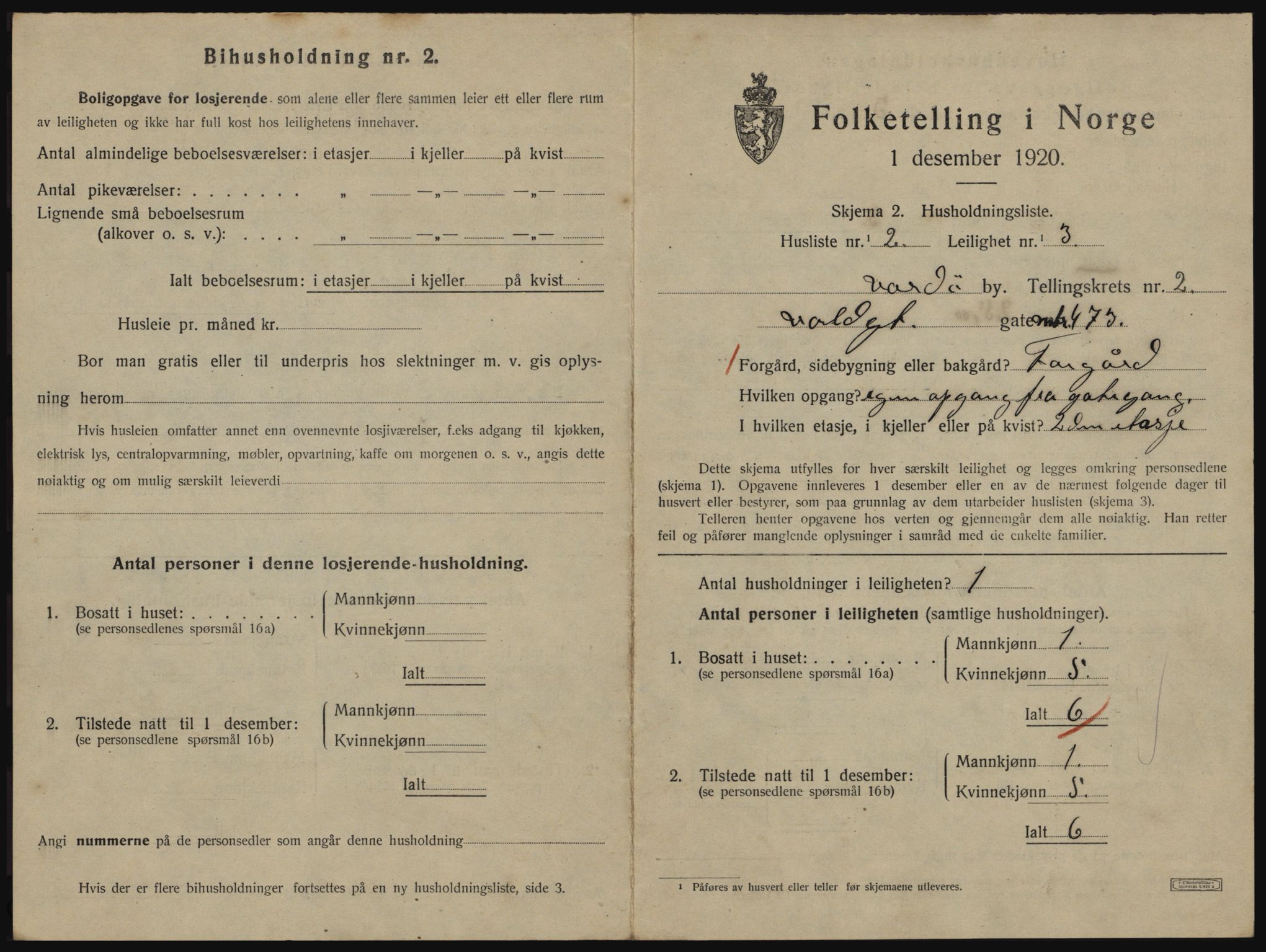 SATØ, 1920 census for Vardø, 1920, p. 1685