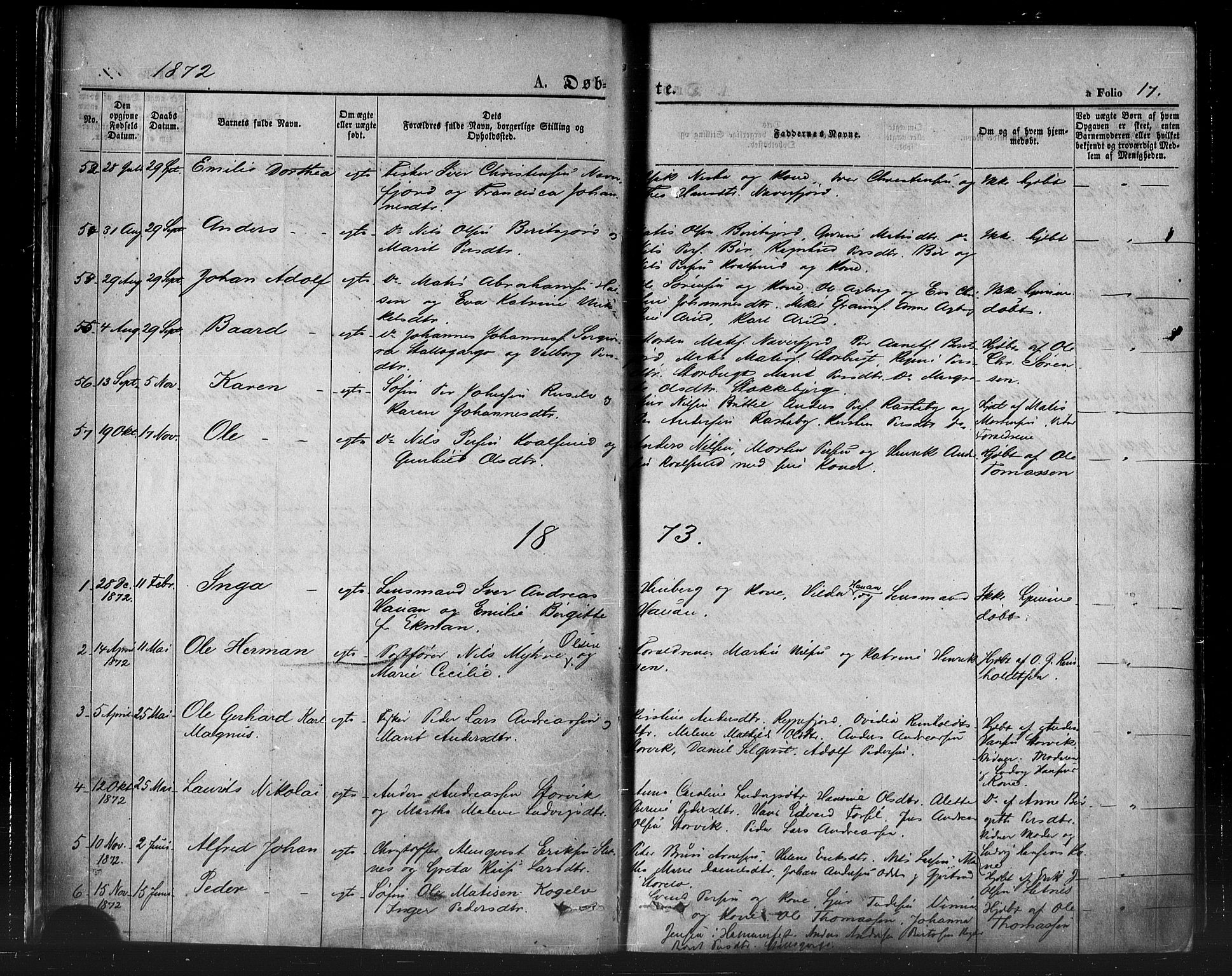 Hammerfest sokneprestkontor, SATØ/S-1347/H/Ha/L0007.kirke: Parish register (official) no. 7, 1869-1884, p. 17